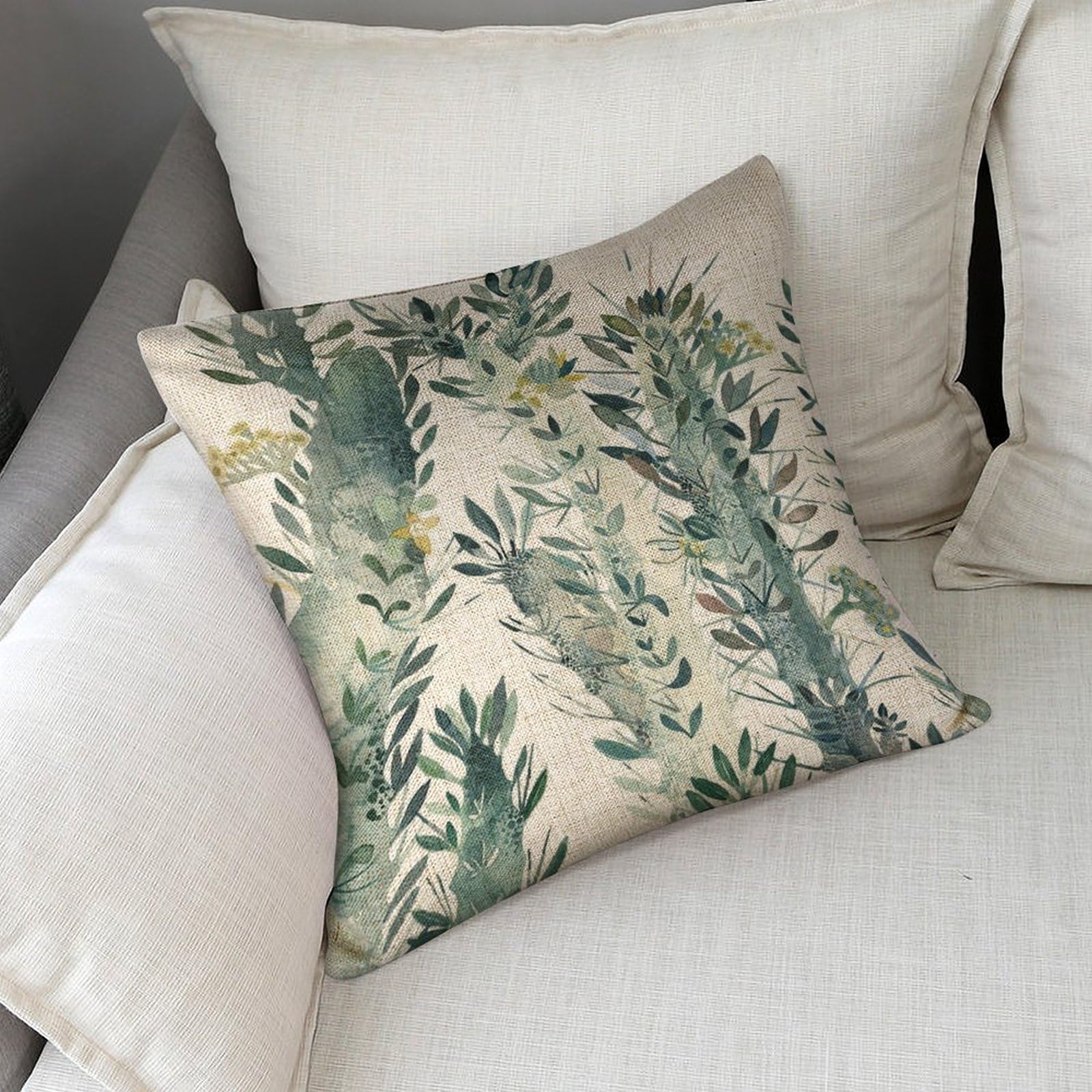 Fundas Almohada Fundas De Almohada Floral 18x18 Pulgadas - Juego De 2 - Lino Decorativo Para Sofá O Cama - Estilo Rústico Juego 2 Fundas Cremallera