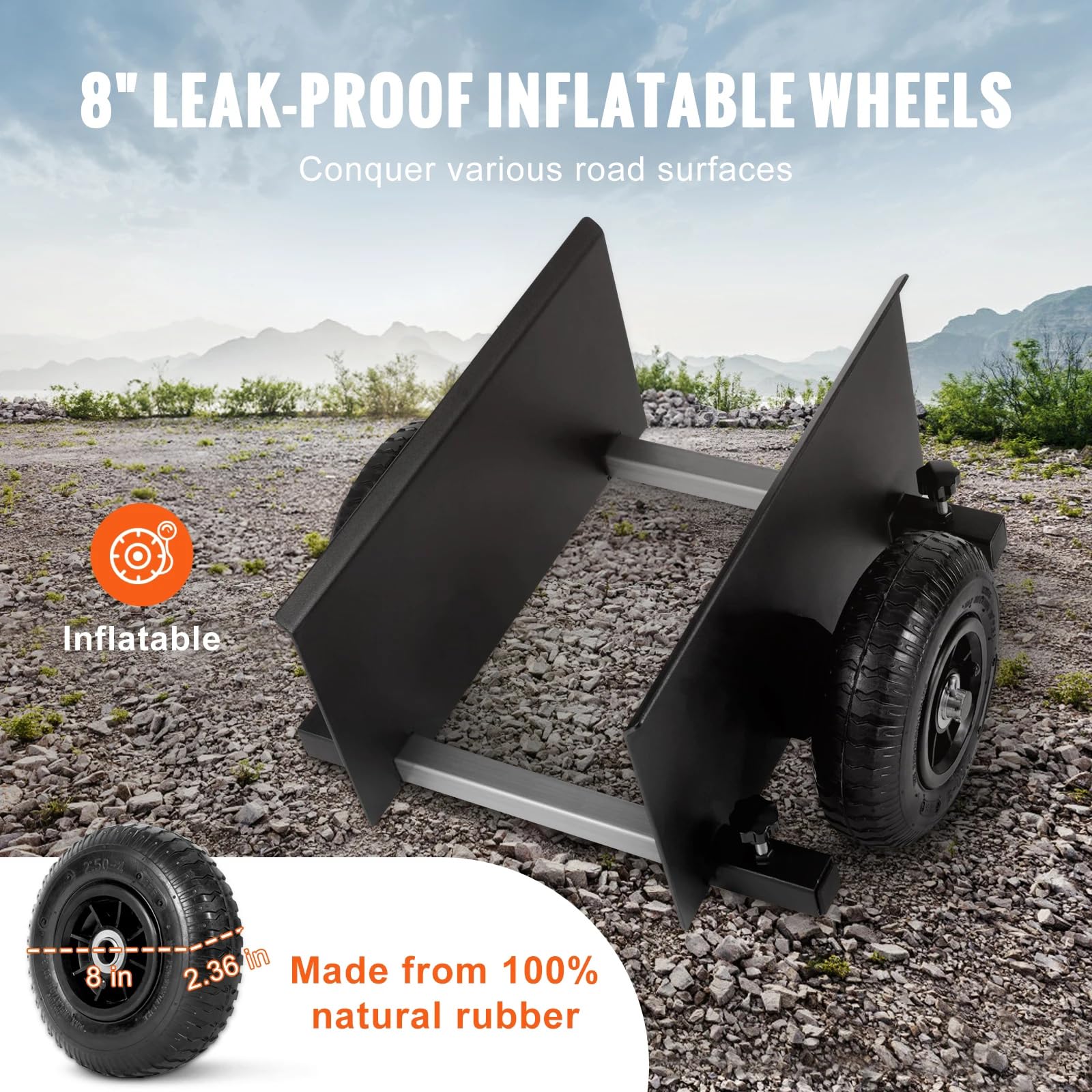 Carrello per carrelli pesanti con ruote pneumatiche e morsetto regolabile per un facile trasporto di cartongesso e materiali in lamiera