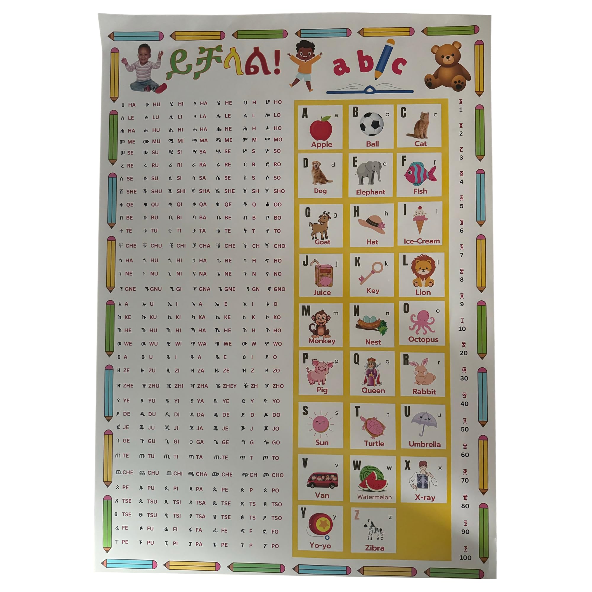 Amharic Language Learning alphabet, Fidel (ፊደል), Amharic alphabet, Ethiopian alphabet, Ha Hu, Fidel poster, Abugida poster, Amharic Fidel, amharic alphabet and words,