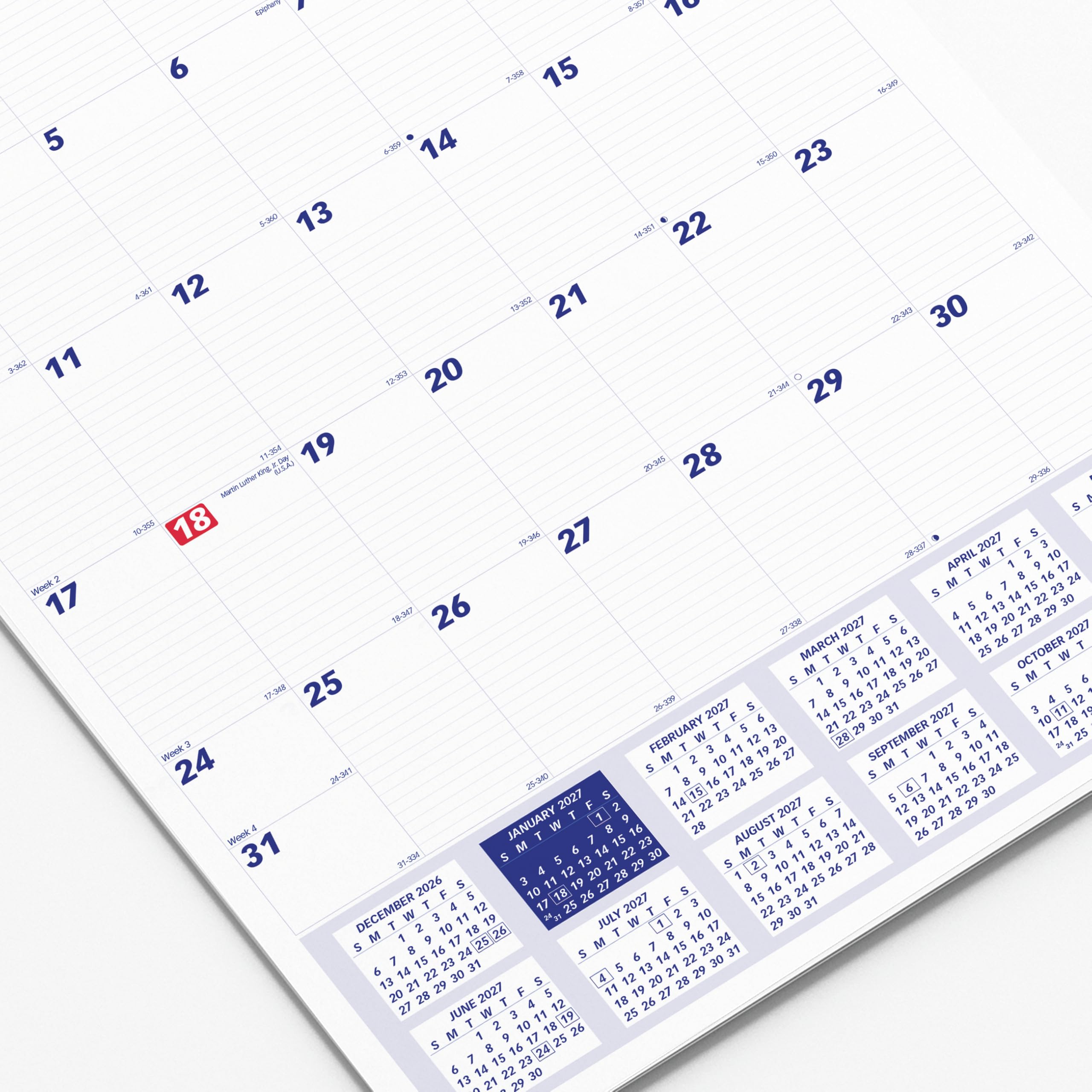 Brownline® C171105 Monats-Wandkalender 2027, 12 Monate, Januar bis Dezember, Doppeldrahtbindung, 50,8 x 76,2 cm