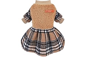 Thanksgiving Dog Dress: Festive Fall Dog Sweater with Plaid Hem