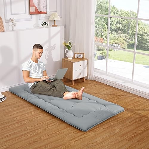 Miniatura 5 de ROYGROW Colchón futón japonés para adultos y niños colchón futón japonés colchón para dormir de tamaño individual colchón plegable para suelo tapete