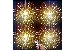 Denimic Firework Lights 4 Pack Starburst Lights: Luminous Battery Operated Chandelier for Indoor Christmas Decorations