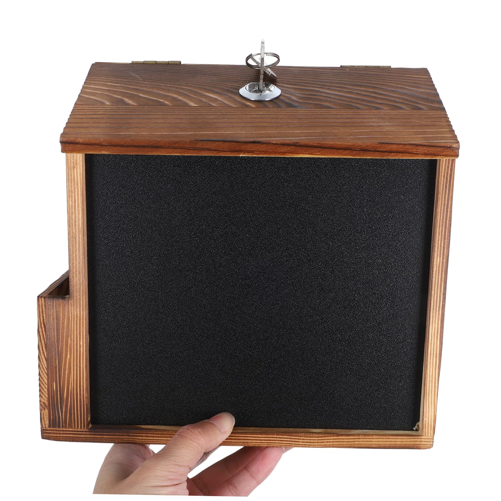 Sewroro Buzón de Sugerencias con Pizarra de Madera con Cerradura y Diseño para Montaje en Pared , Caja de Donaciones Segura Adecuado para Votación y Propinas en Restaurantes