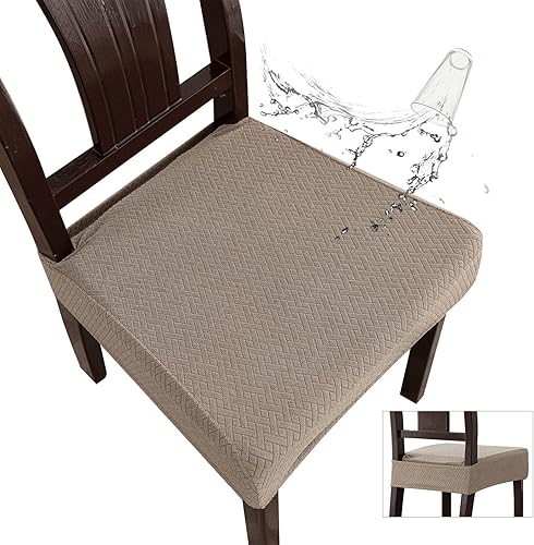 Genina Fundas de asiento impermeables para sillas de comedor, fundas impermeables para sillas de comedor (4 piezas cubiertas en la parte trasera, Genina Fundas de asiento impermeables para sillas de comedor, fundas impermeables para sillas de comedor (4 piezas cubiertas en la parte trasera,