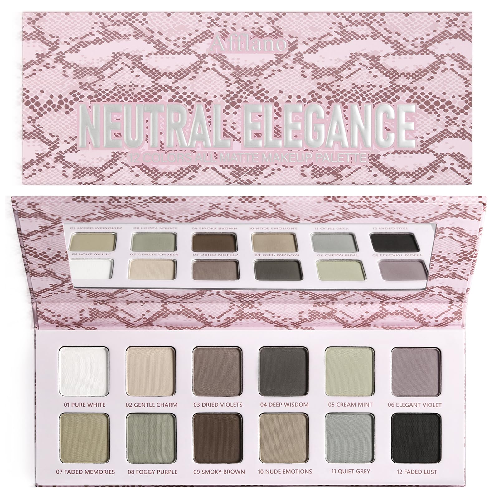 All Matte Neutral Eyeshadow Palette,12 Color Cool Toned Grey Smoky Eyeshadow Palette for Brown Eyes, High Pigment Blendable Taupe Nude Natural Eye Shadow Pallet for Mature Skin,Long Lasting, Talc Free