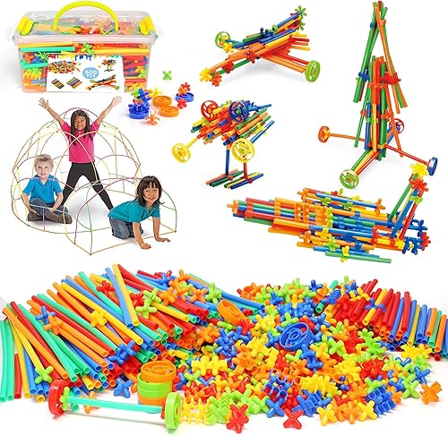 STEM - Bloques de construcción de juguete para niños, 600 unidades de plástico sólido entrelazados, juguete educativo imprescindible para el aula,