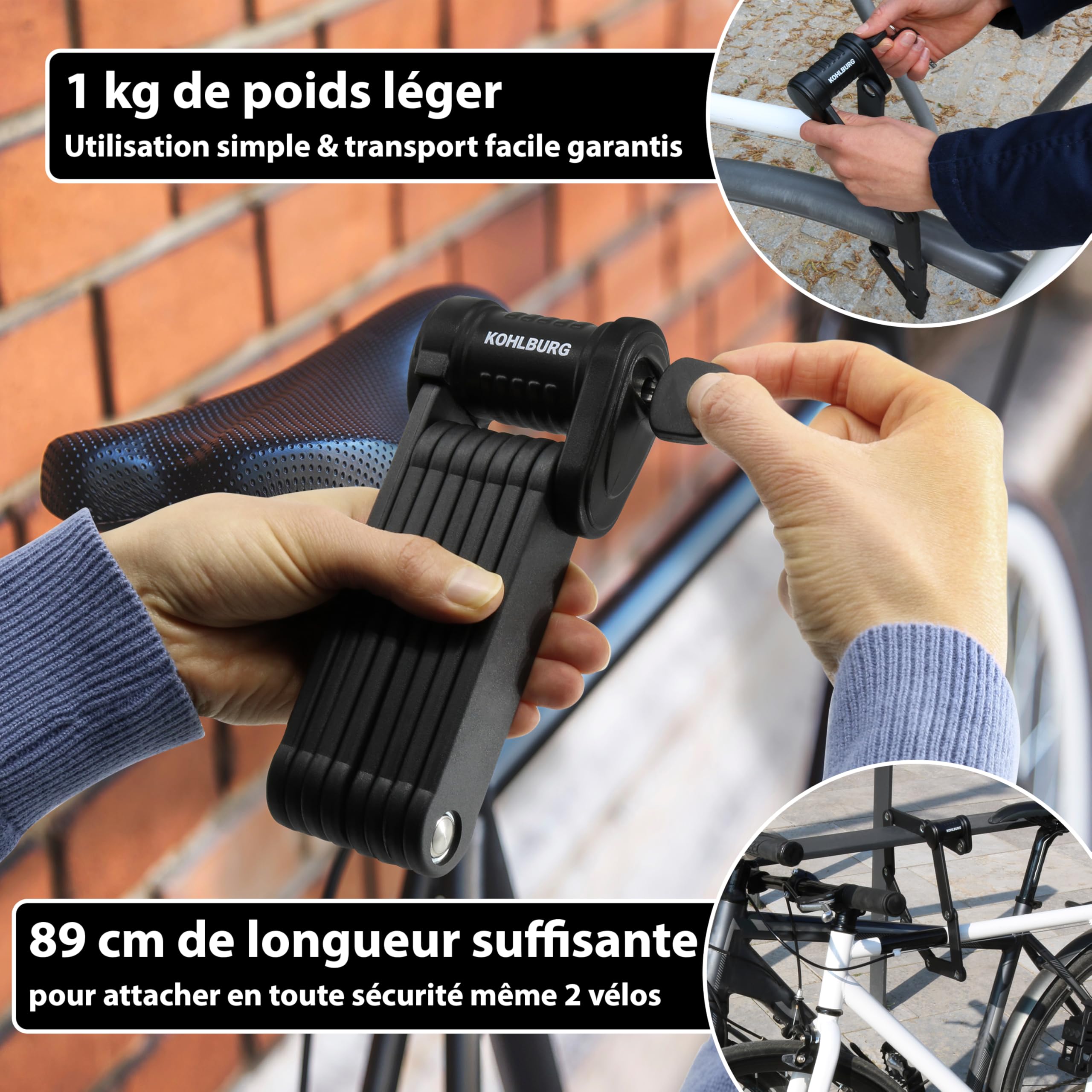 KOHLBURG Fiets vouwslot hoogste veiligheid bij slechts 1kg
