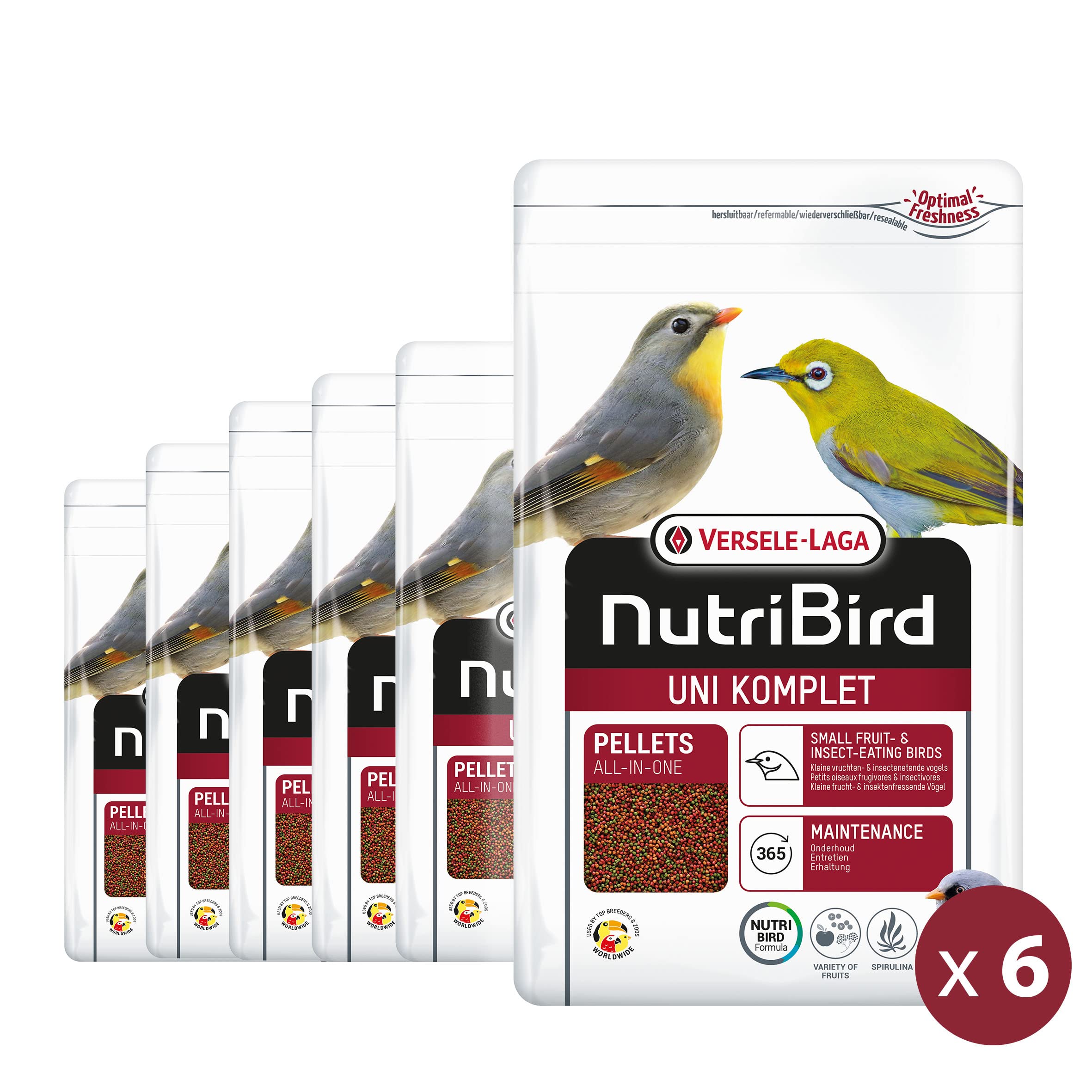 VERSELE-LAGA - NutriBird Uni Komplet - Granulés Extrudés - Aliment d'entretien pour Oiseaux Frugi- et Insectivores (6x1kg)