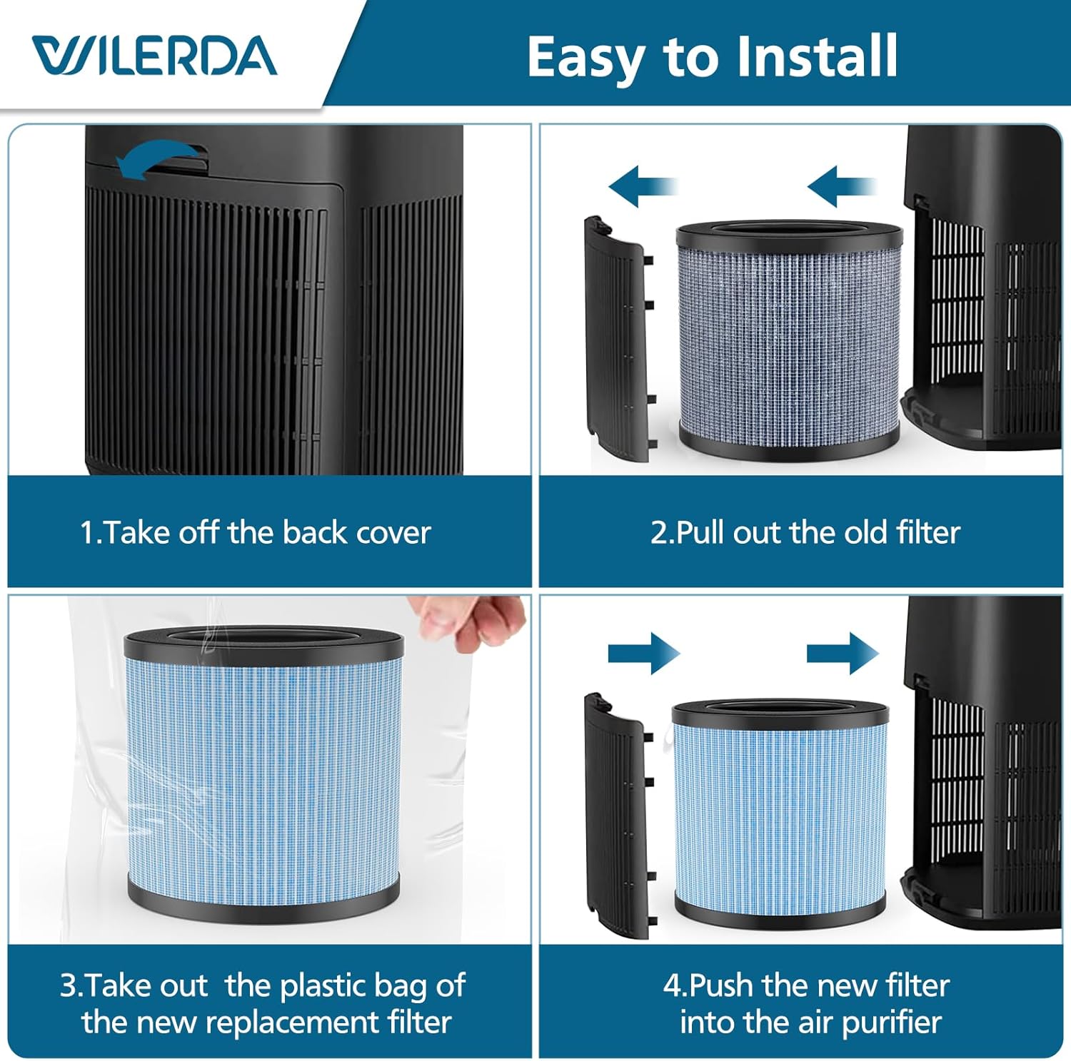 MJ002H Replacement Filter Compatible with POMORON MJ002H Air Purifiers,HEPA Filter, Activated Carbon, High Performance 4-Layer Filter, Compared Part #MJ002H-RF, 2 Pack - Image 7