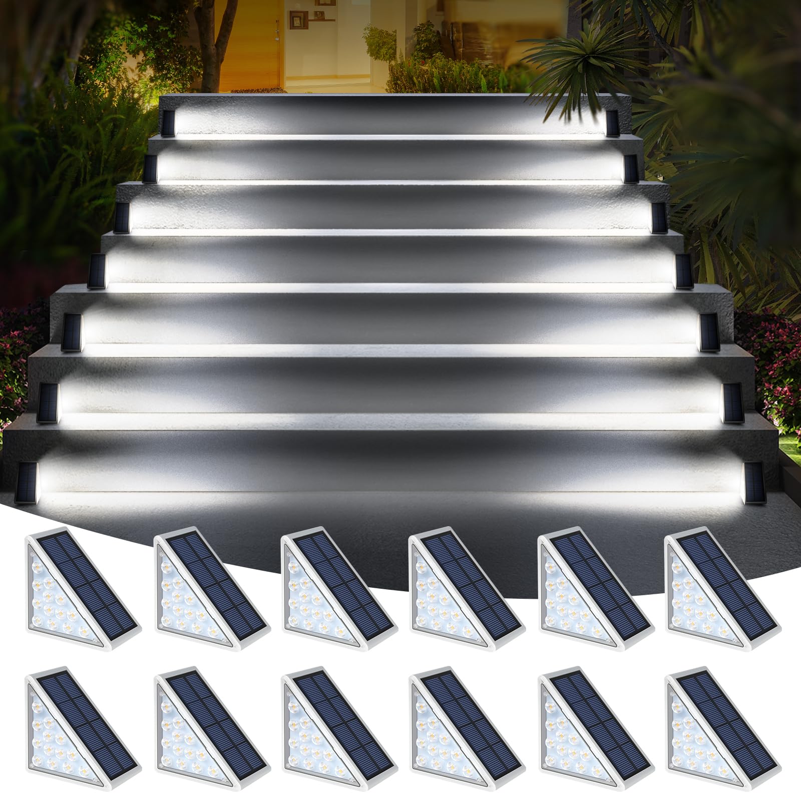 LED Solar Step Lights Waterproof Outdoor Stair Lights, Solar Deck ...