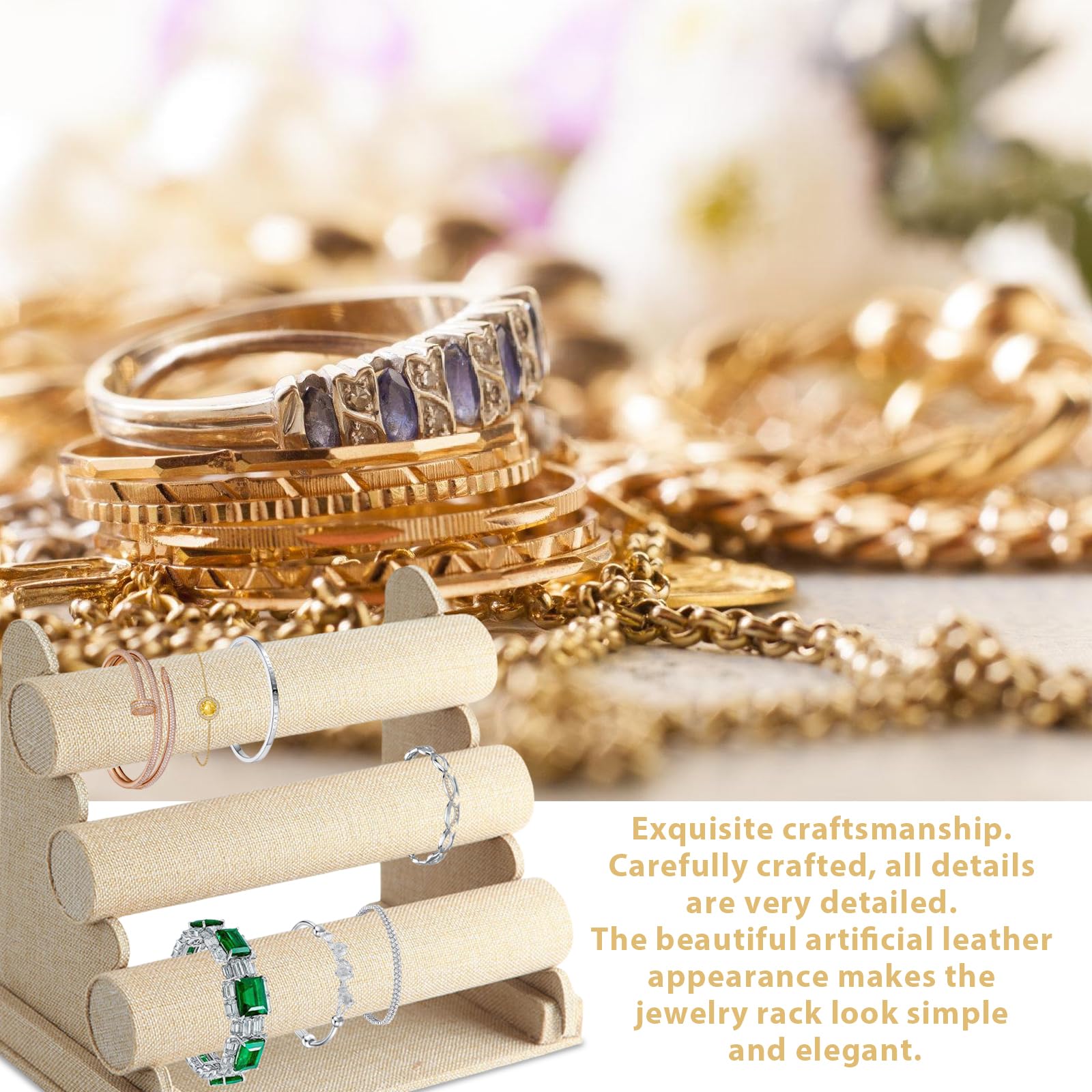 Portagioie In Velluto Per Bracciali - 3 Ripiani Rimovibili, Espositore Gioielli Elegante