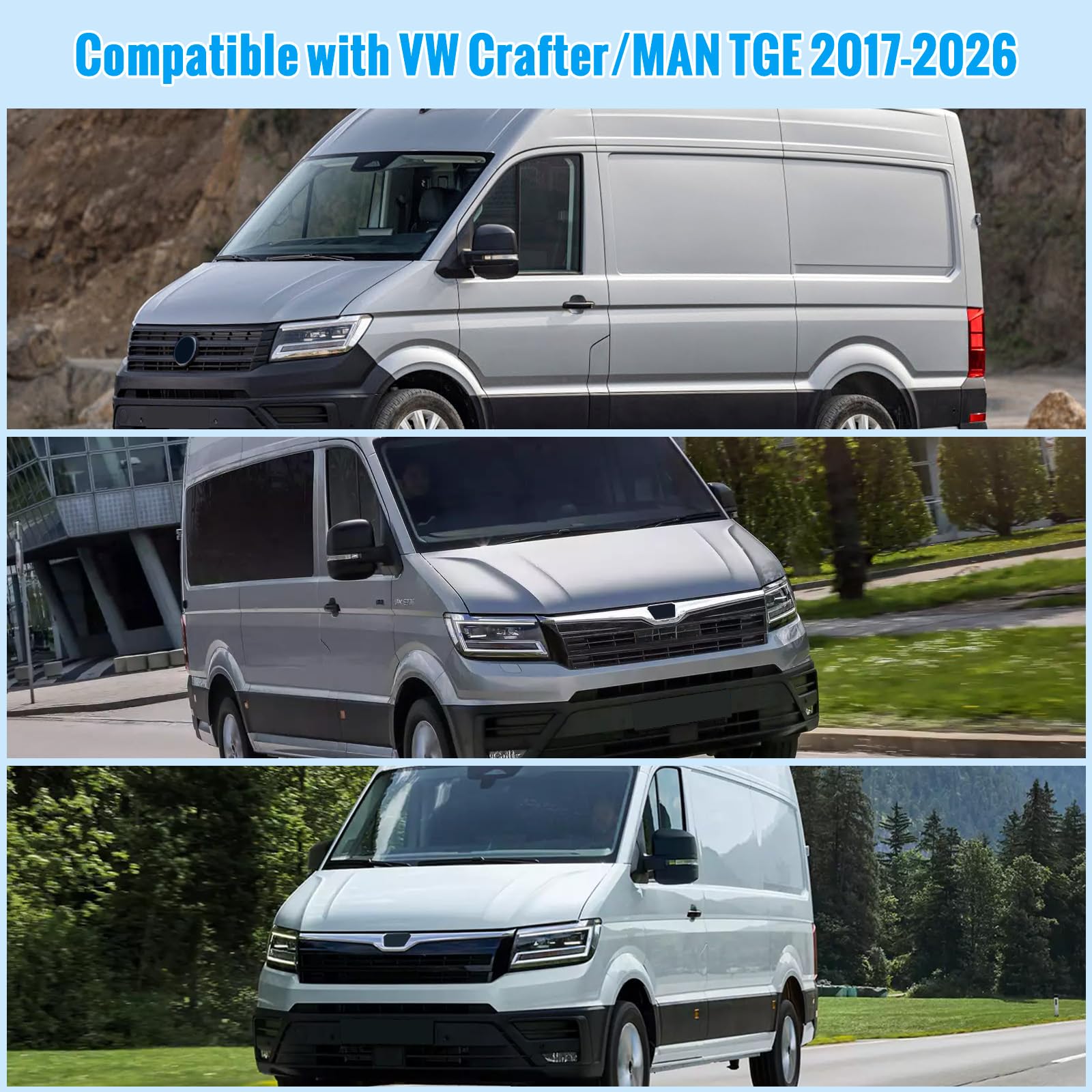 Osłona przeciwsłoneczna na przednią szybę samochodu, zamiennik do VW Crafter 2017-2026, ochrona przed słońcem, ochrona przed słońcem, ochrona przed promieniowaniem UV, odblaskowa ochrona przed kurzem