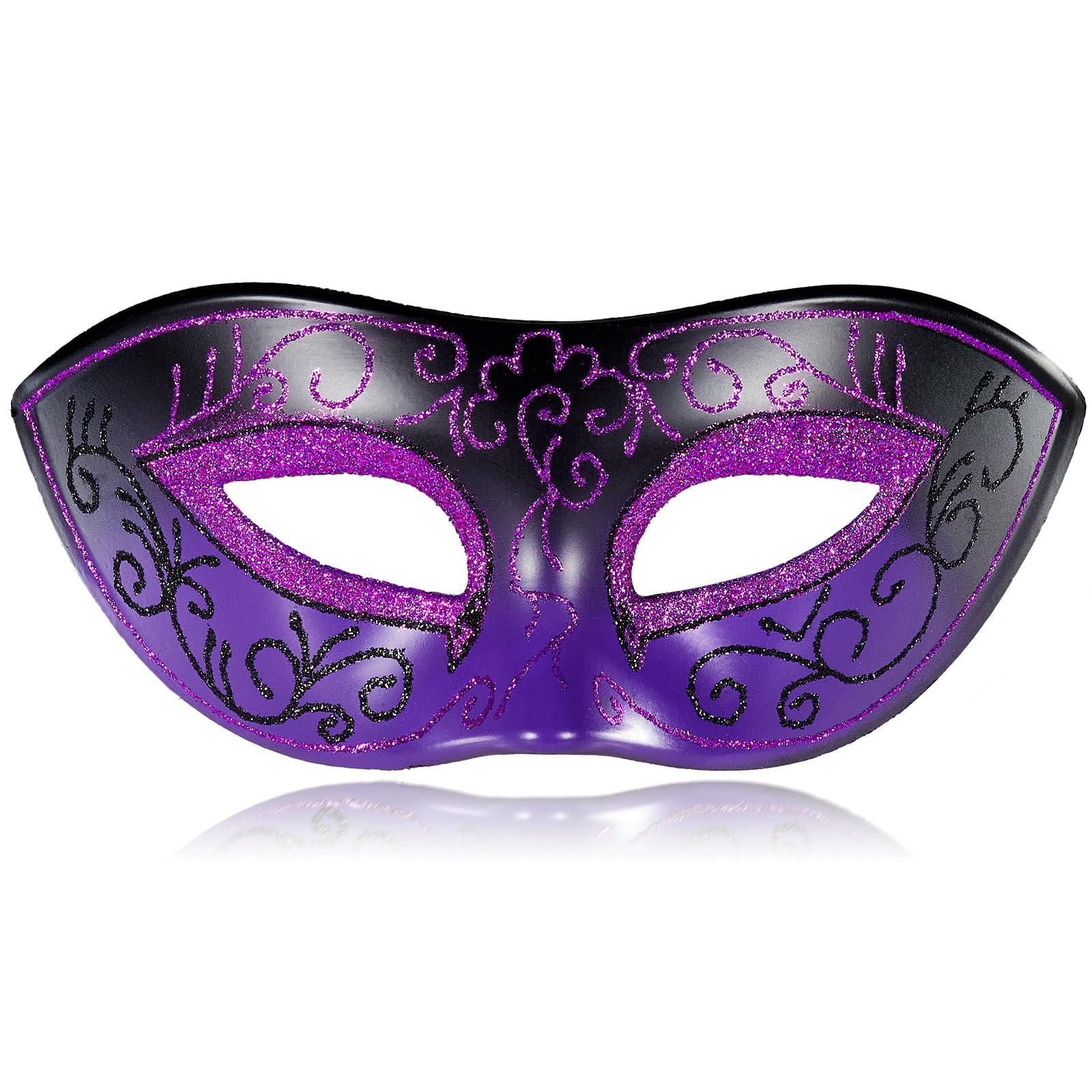 MYSEUNI Men's Venetian Carnival Mask - Purple Lightweight Plastic Masquerade Mask with Adjustable Headband for Cosplay, Costume Parties & Gothic Events โ image 1