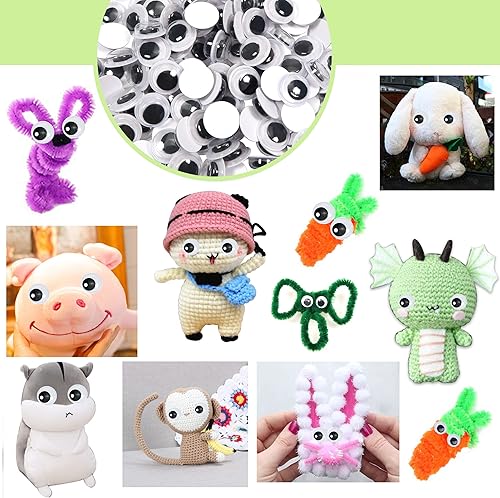 Miniatura 6 de TOAOB - 150 piezas de plástico de 0.59 pulgadas (0.591 in) con ojos googly autoadhesivos, color negro, redondo, para manualidades, manualidades,