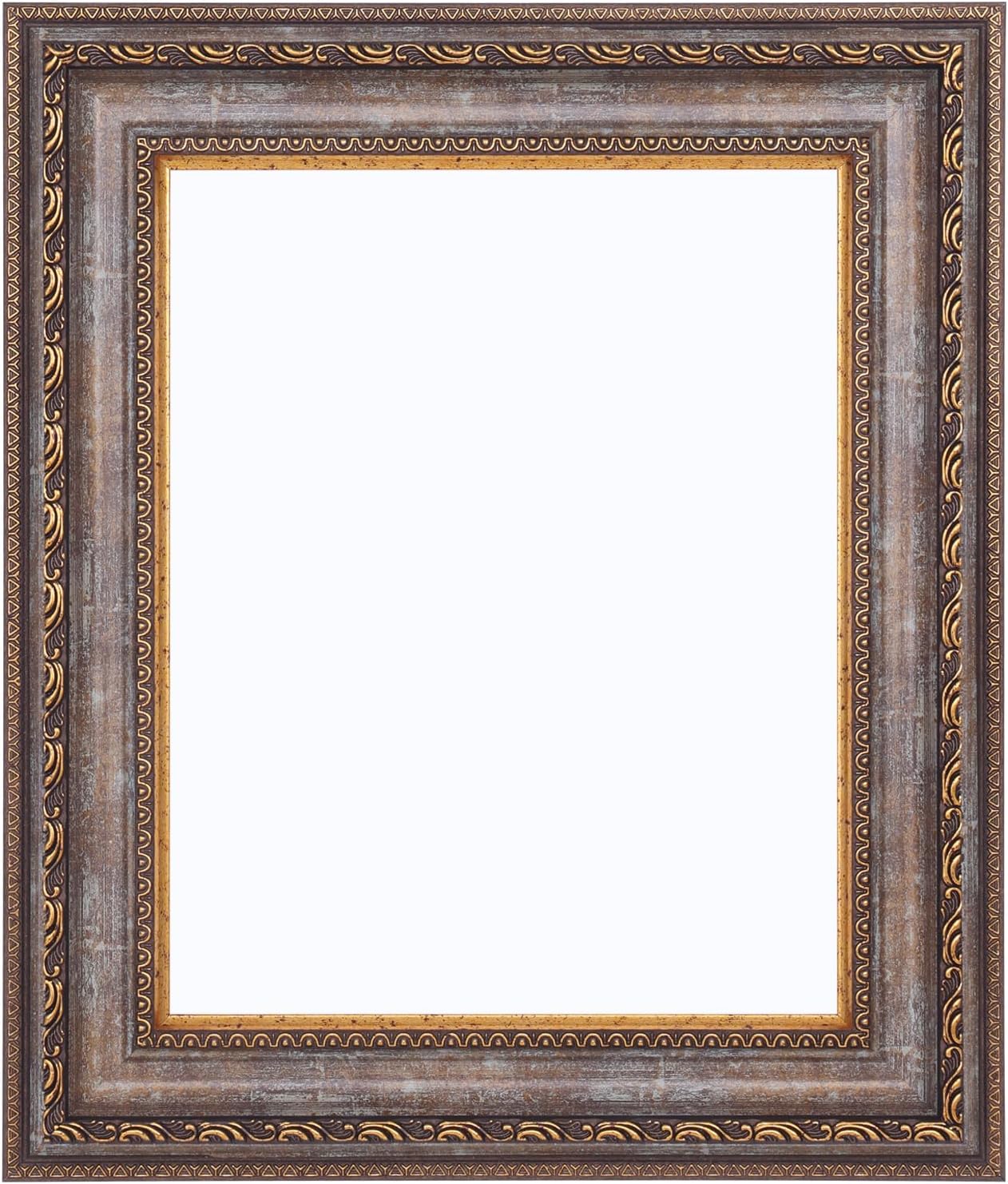ArtXO 11"x14" Frame Oil Painting Art Prints,Canvas Frame for Canvas Painting,11x14 Inch Mount Finished Canvases Poster Frames,Picture Frames for Wall ,No Back & Cover,Bronze Ornate Gold Frame & Aquamarine 11"x14" Bronze Gold & Aquamarine