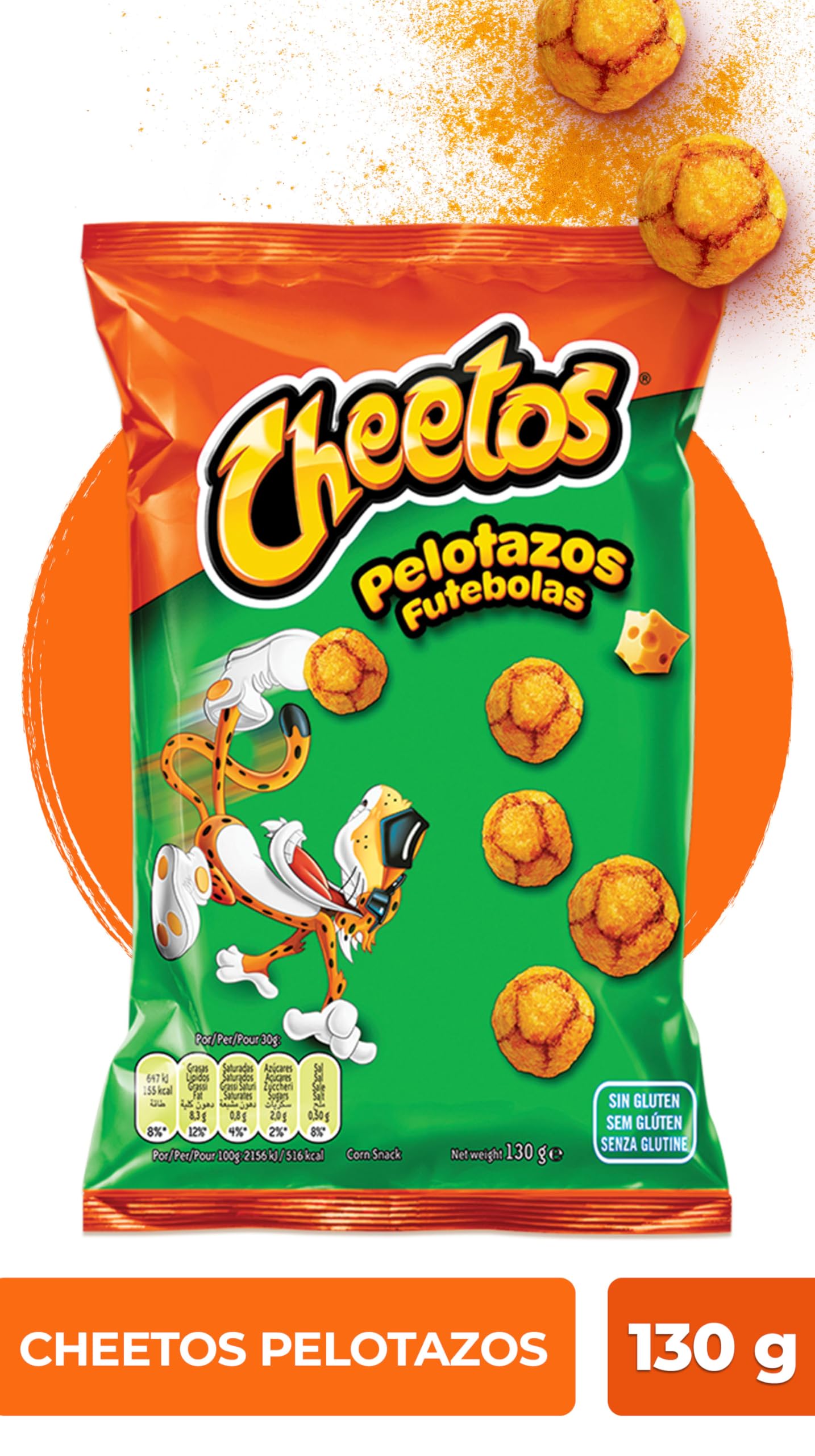 Cheetos Pelotazos, Producto de Aperitivo, Snack sabor a Queso con forma de pelotazos, bolsa individual, 130gr
