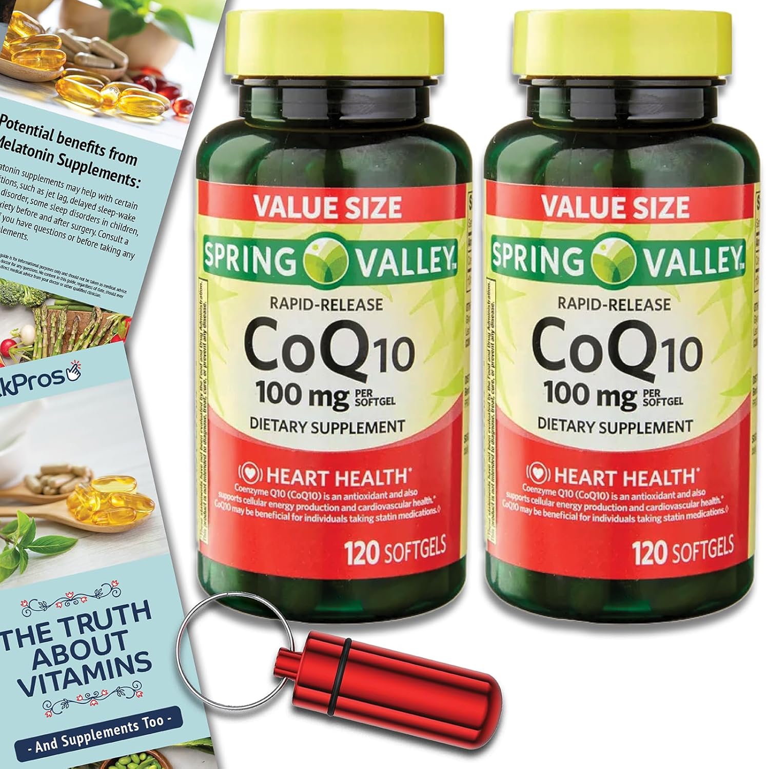 Spring Valley RapidRelease CoQ10, 100 mg Softgels 120 Count 2 Pack Bundle (240