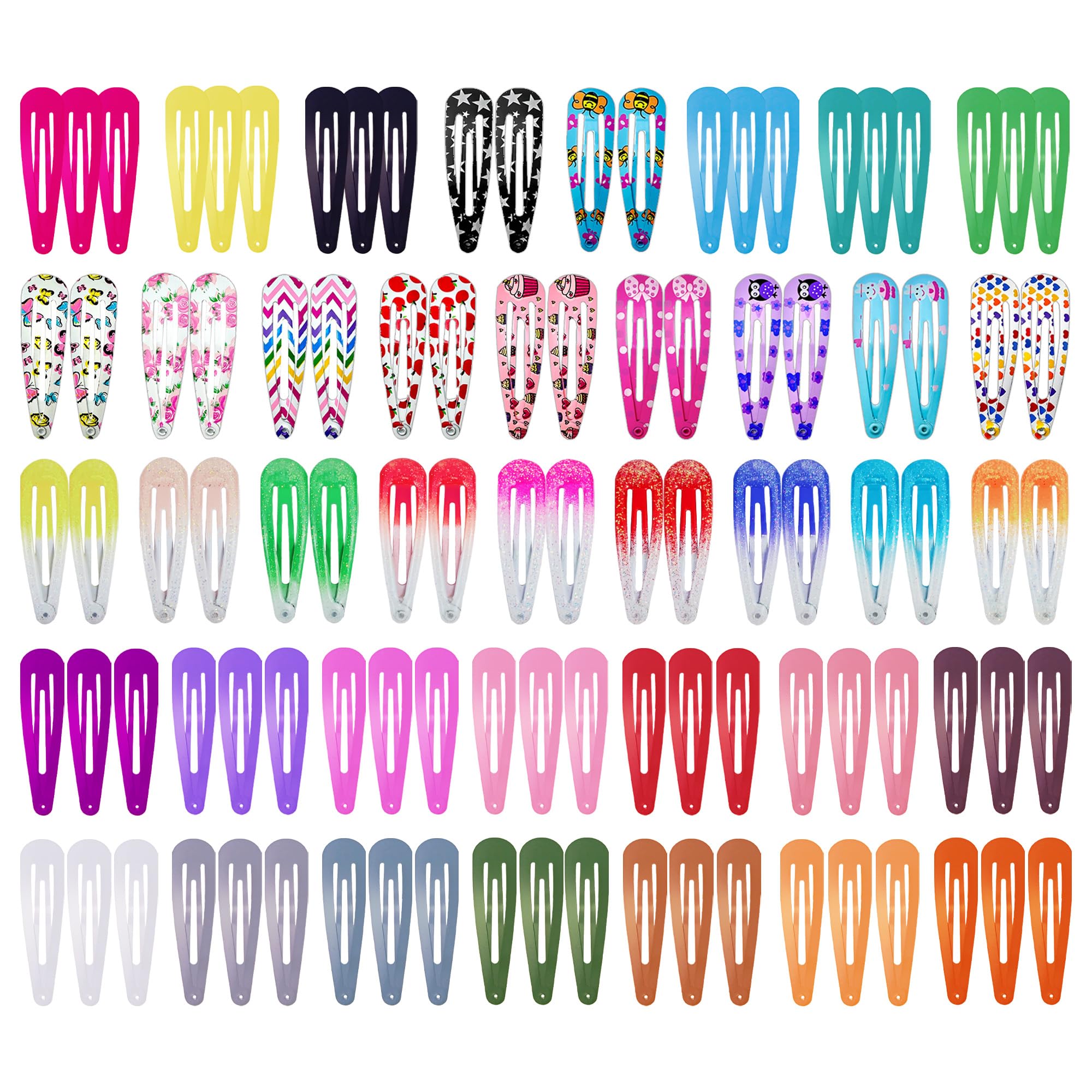 CYBAUG 100 Pcs Hair Clips for Girls, 2 Inch No Slip Metal Snap Clips Barrettes for Women Teens Girls Kids，Cute Candy Color Hair Accessories for