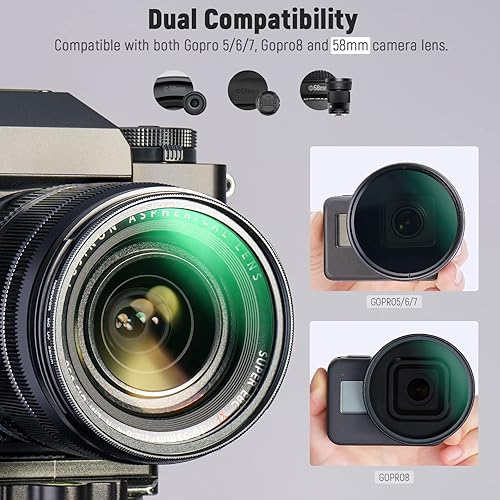 Miniatura 3 de NEEWER Kit de filtro de lente de 2.283in compatible con GoPro Hero 8 7 6 5, juego de filtros polarizadores de densidad neutra, 4 filtros ND