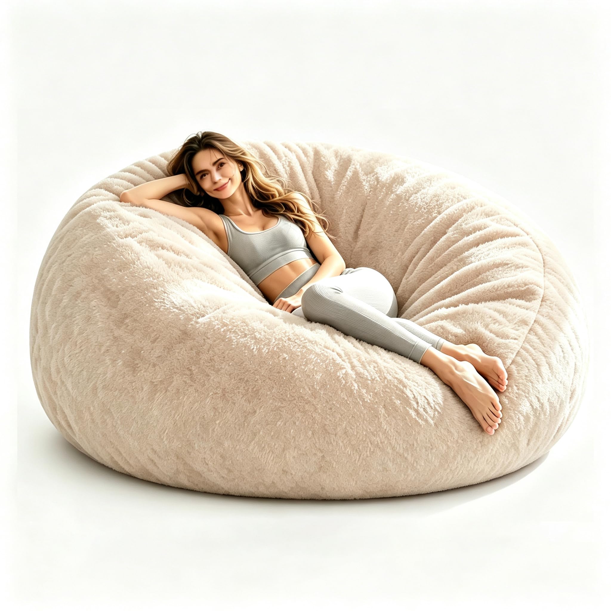 Memory Foam Bean Bag Chair for Adults, 3FT Apricot