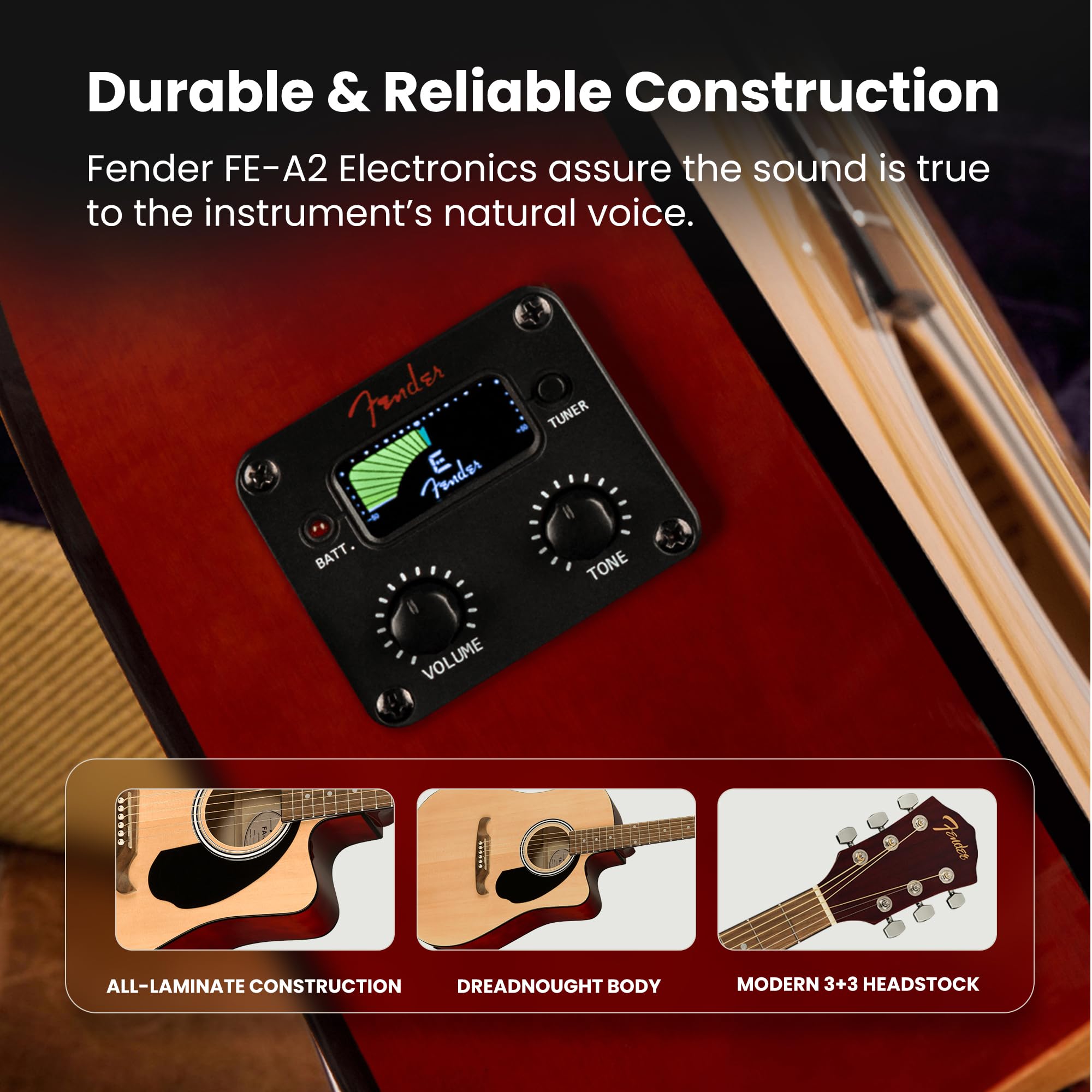 Amazon | Fender FA-125CE ドレッドノートカッタウェイ