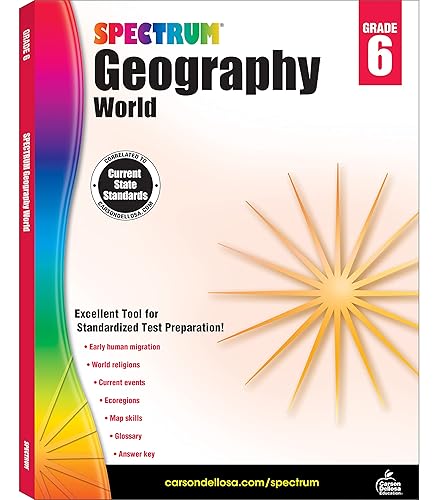 Spectrum Grade 6 Geography Workbook, 6th Grade Workbook Covering International Current Events, World Religions, Migration World History, and World Map ... or Homeschool Curriculum (Volume 96)