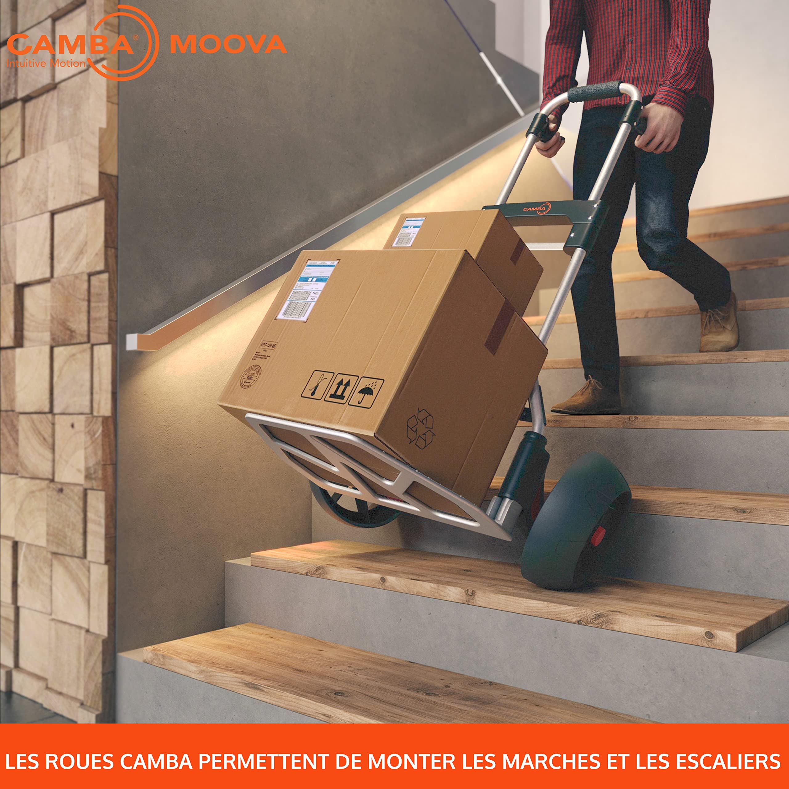 CAMBA Moova Diable Pliable; Chariot Pliant; Technologie de Roue d'Escalier; Capacité de Charge de 100kg