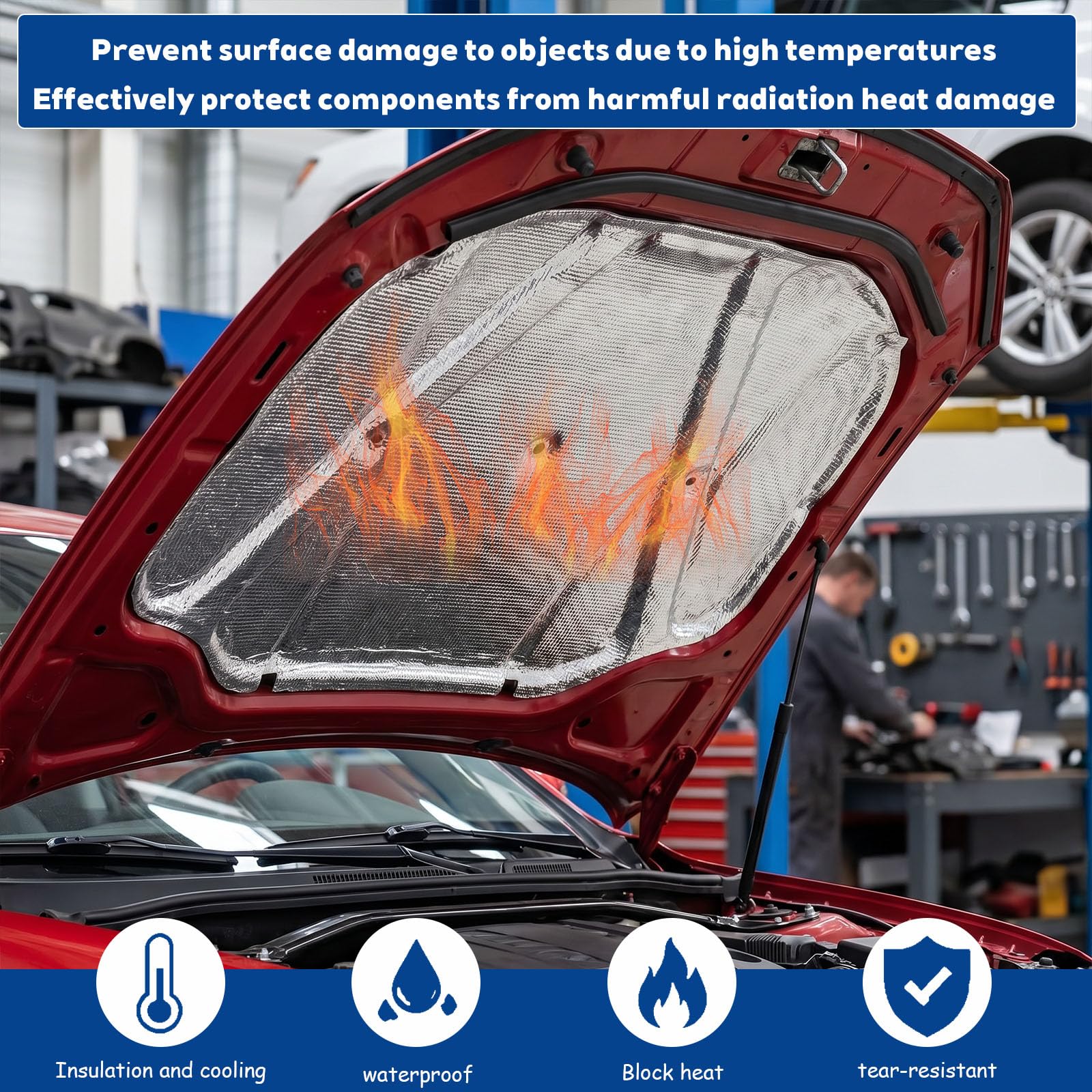 Pannello Isolante Termico Adesivo Alluminio Fibra di Vetro 1000°C 30x100cm per Tubi Scarico Auto Moto Termosifoni Caldaie Finestre