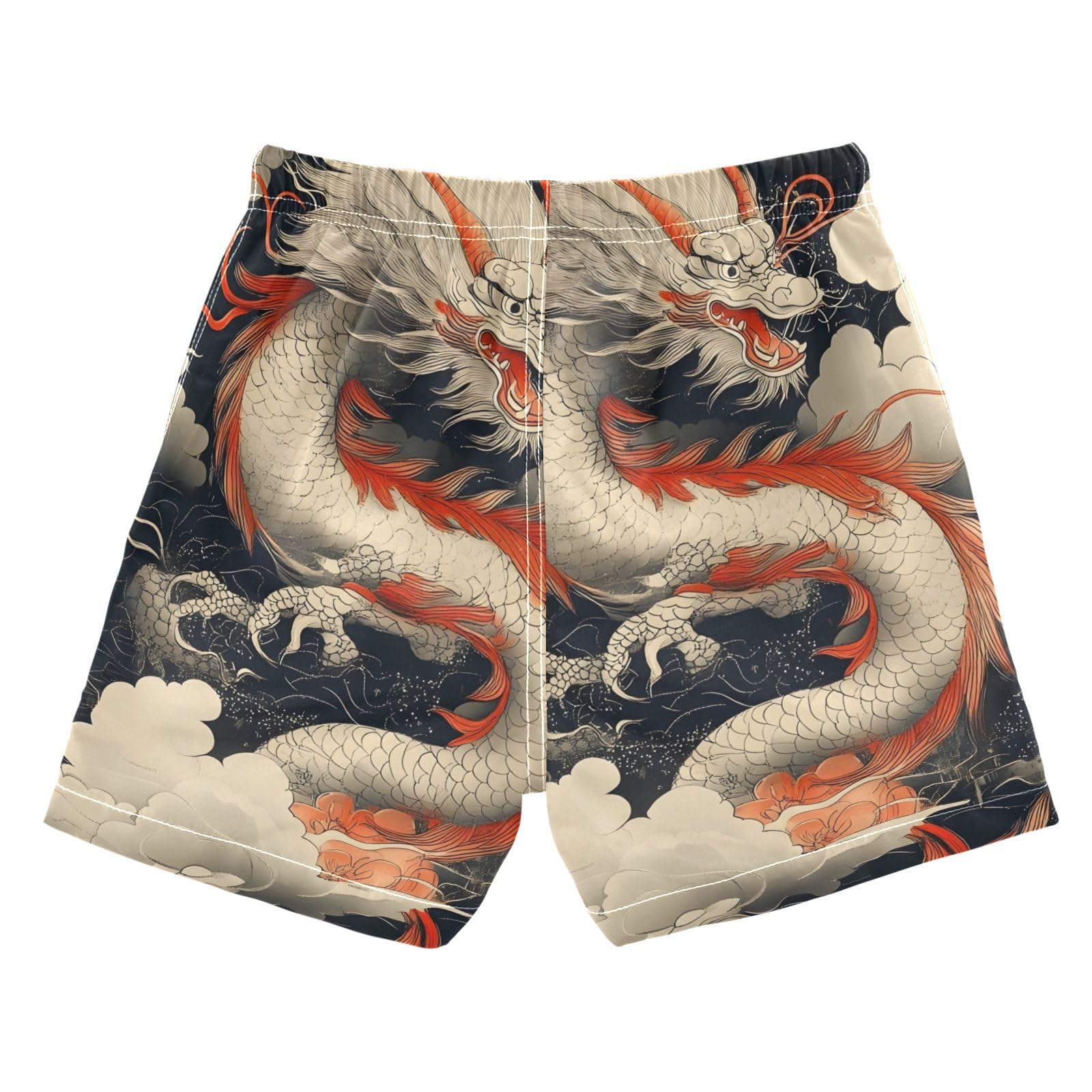 FLildon Cloudy Sky Dragon Little Boys Swim Trunks with Mesh Lining Quick Dry Beach Board Shorts, 3T