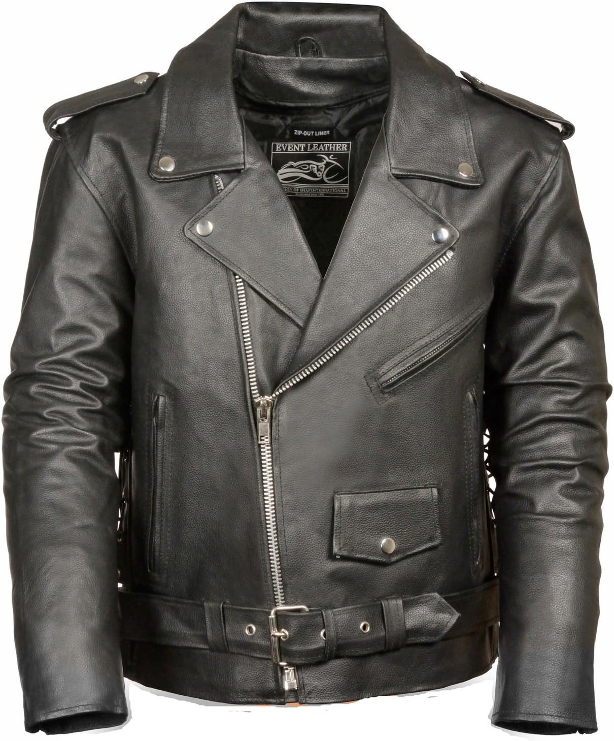side lace leather jacket