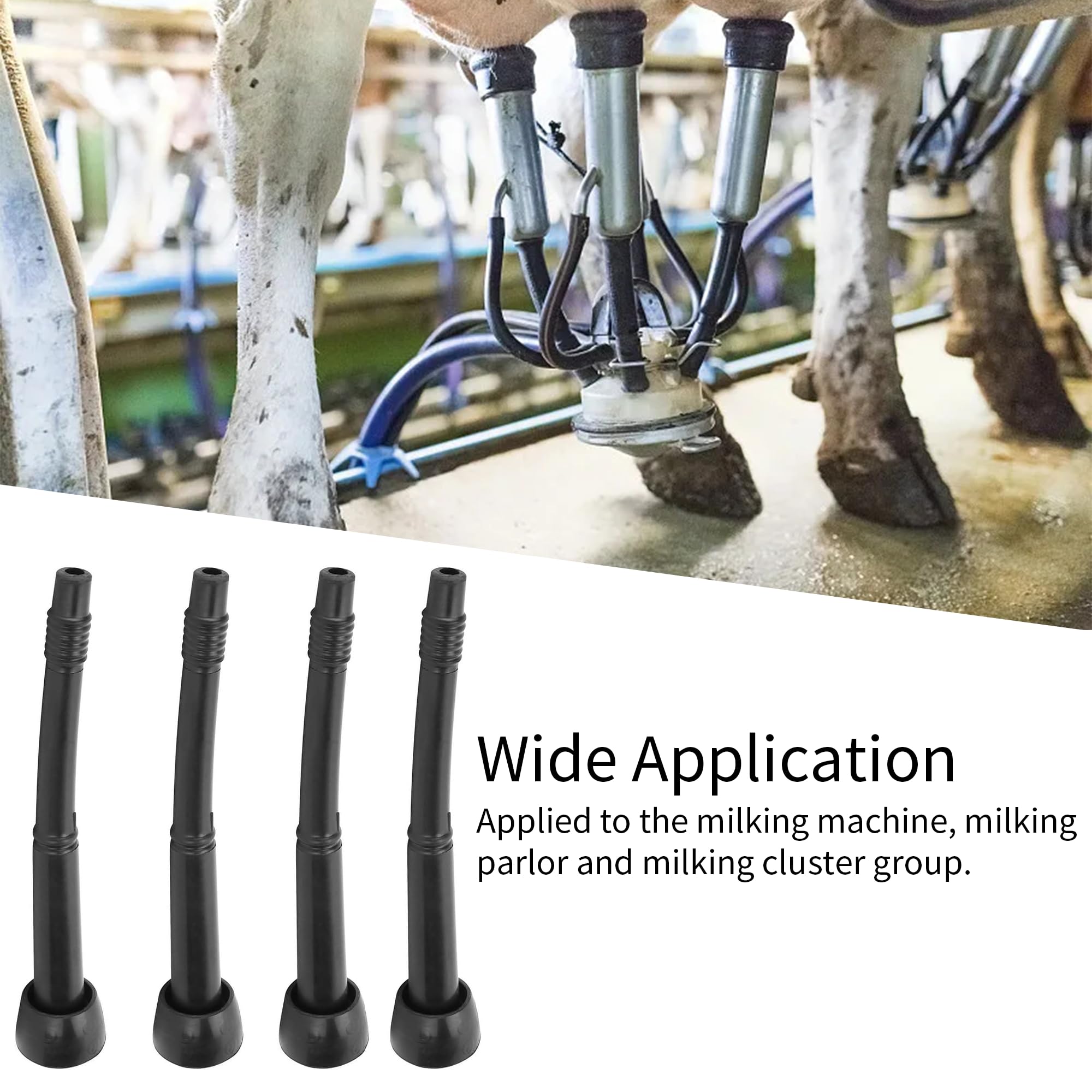 4 forros para máquina de ordeño, forro de leche negro, forros de goma suave de alta calidad para la industria de la cría de ganado, accesorios para máquinas de ordeño de vacas
