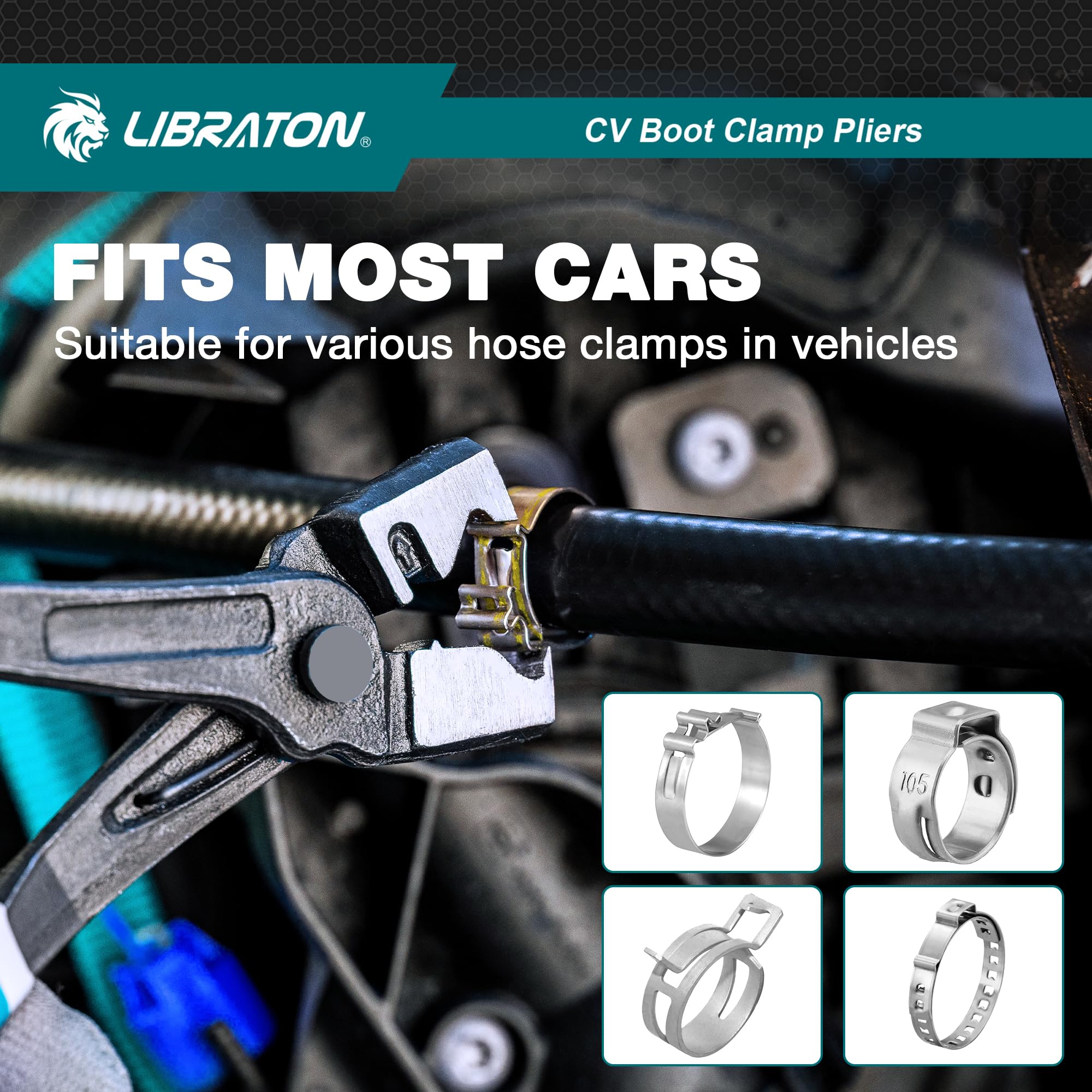 LIBRATON Car Clamp Pliers, Click&Clic-R Hose Clamp Pliers, 180mm Spring Construction Pliers, Easy to Install and Remove, for Car Maintenance — view 5