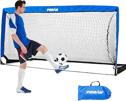 Poray - Red de fútbol portátil desplegable para niños y adultos con tela Oxford 210D y estacas adicionales, regalo de cumpleaños y diversión para
