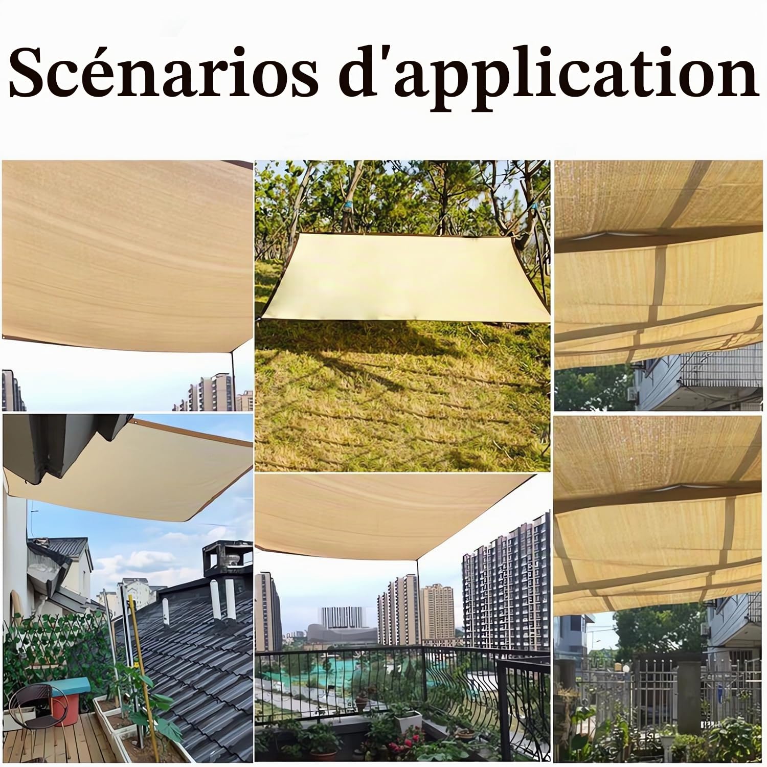 Voile Ombrage,HDPE Toile D'ombrage Pergola Serres Filet D'ombrage,Protection Rayons 80-95% UV Filet D'ombrage,pour La Couverture VéGéTale/Jardin/Voitures/Terrasse/Camping,Beige,4x4m
