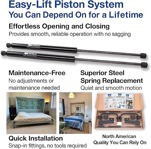 Miniatura 32 de Murphy - Kit de herrajes para cama de tamaño individual, cama plegable de pared para habitación de invitados, fácil de construir, fabricado en