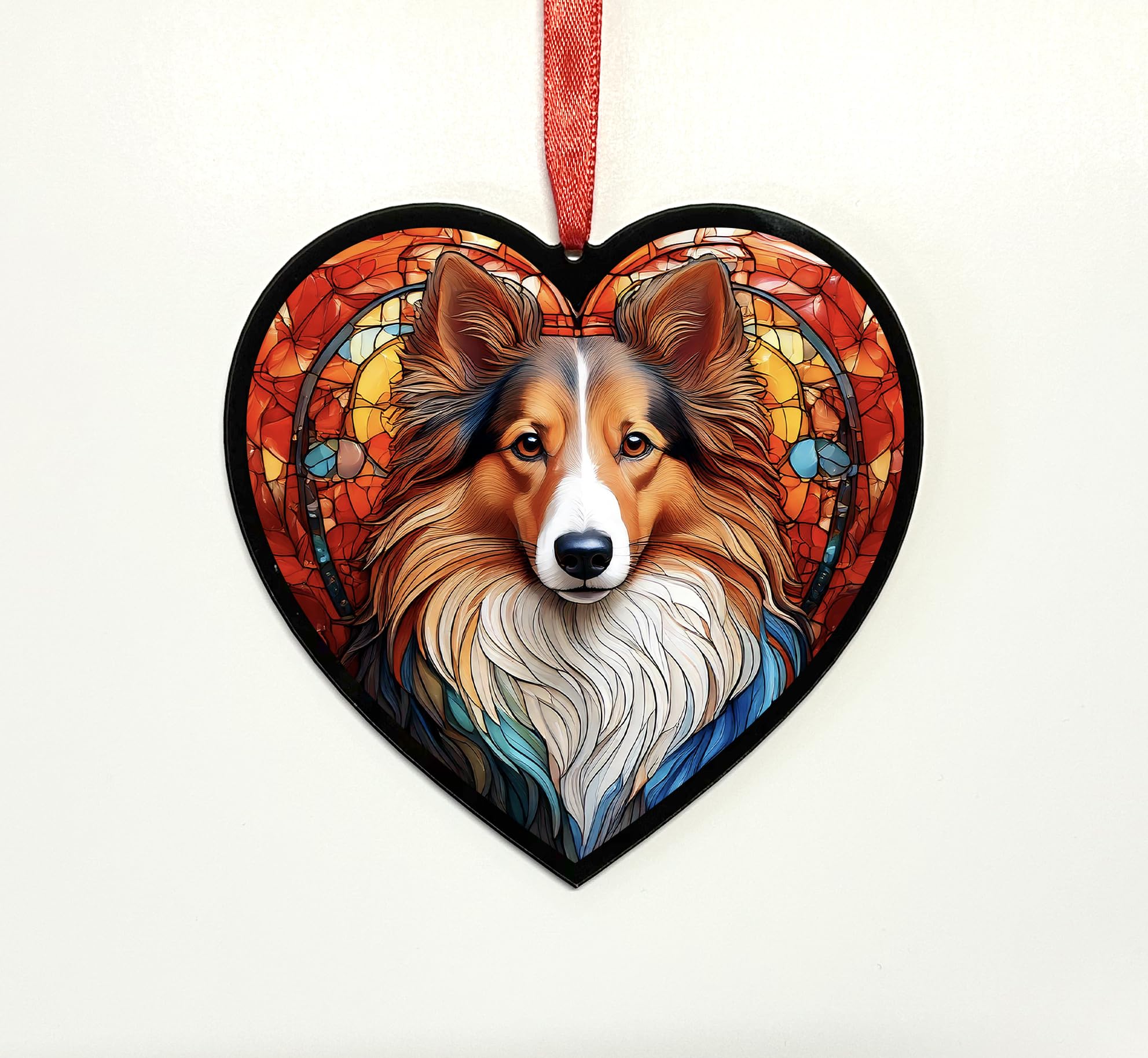 Sheltie Heart Suncatcher - Memorial or Gift for Dog Lovers - 13cm