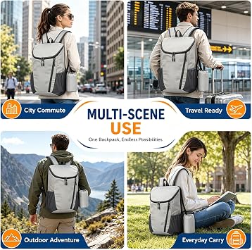 NWDEY Lightweight Foldable Backpack, Waterproof Small Rucksack with Flip Top Main Compartment, 160g Packable Casual Daypack for Men Women Kids, Perfect for Hiking Camping Travel Cycling (Light Grey)