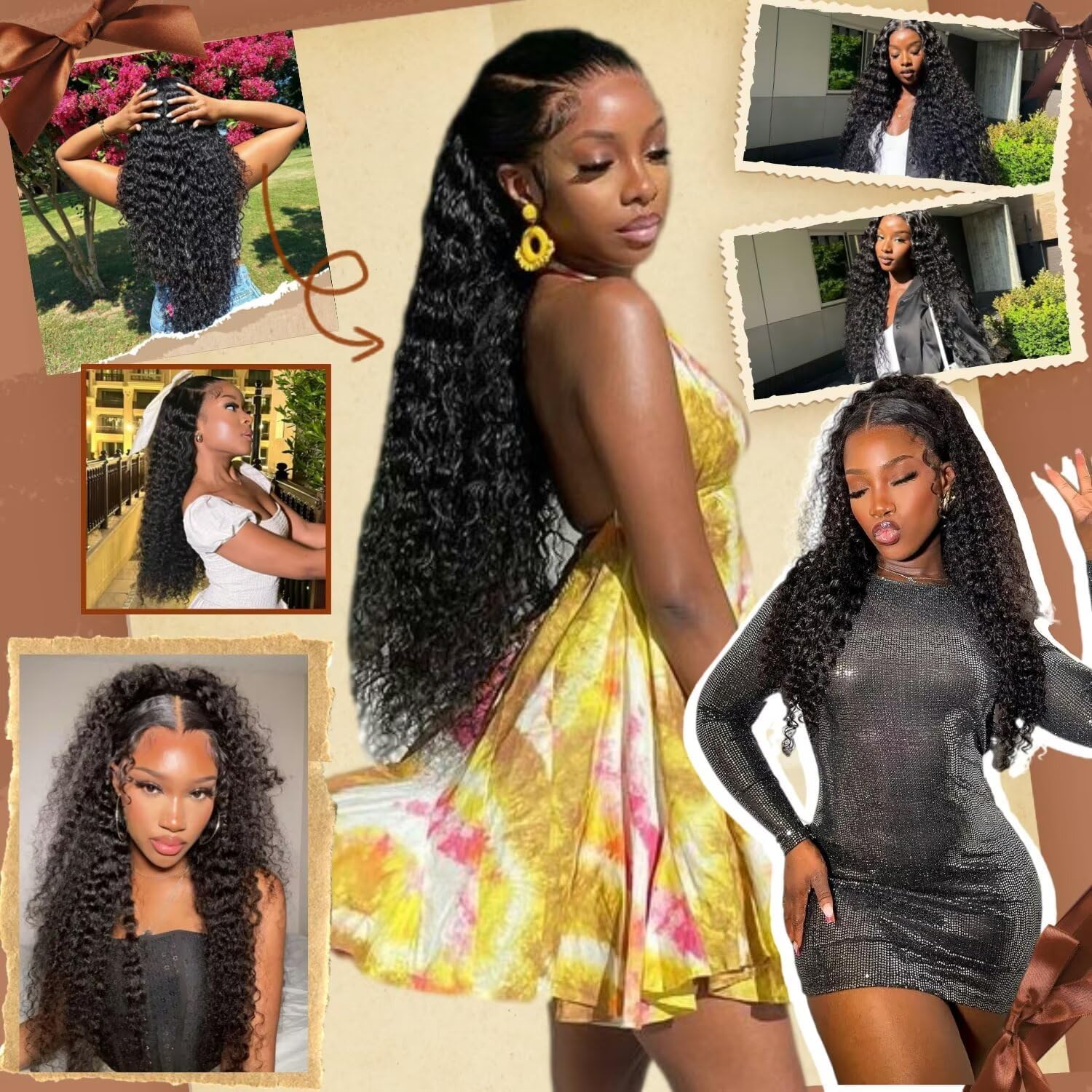 abbildung 30inch Highlight Ombre Lace Front Wig Human Hair 13x6 HD Honey Blonde 4/27 Deep Wave Lace Frontal Wigs Glueless Wigs Human Hair Pre Plucked with (Black, 26 Inch Black, deep wave)