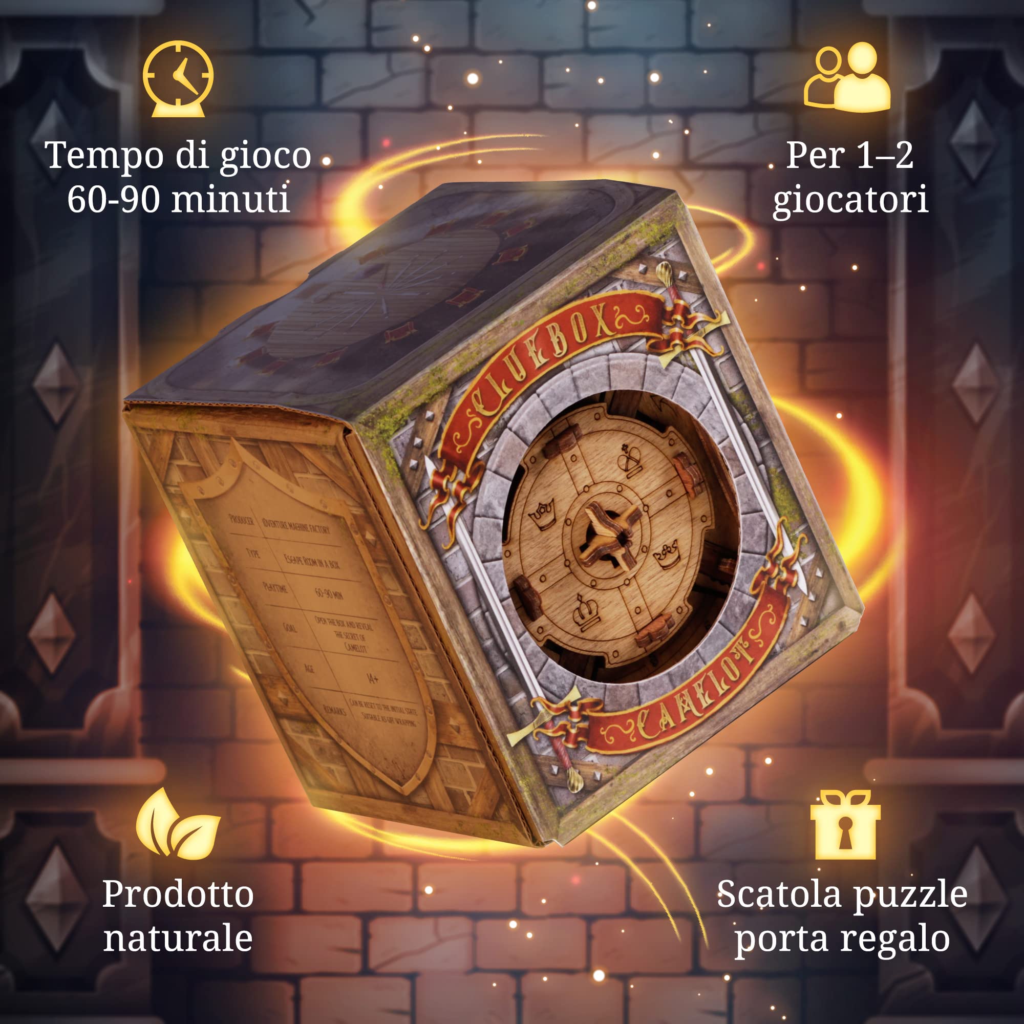 iDventure Cluebox Camelot, Scatola Rompicapo per Adulti | Avventura Medievale, Scatola Rompicapo, Rompicapo Adulti in Legno, Escape Room Gioco in Legno, Regalo per Lui, Livello 4/5