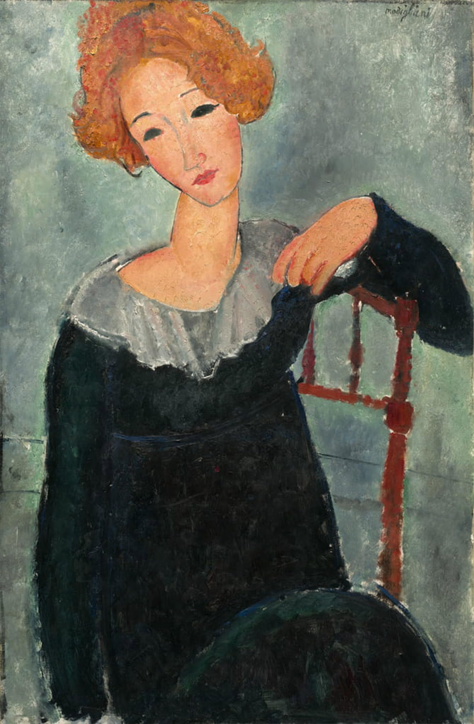 Serendipitp No Frame Retro Picture Poster Wall Art Pictures Painting Woman With Red Hair By Amedeo Modigliani Wall Art Canvas Print For Wall Decor 60X90cm