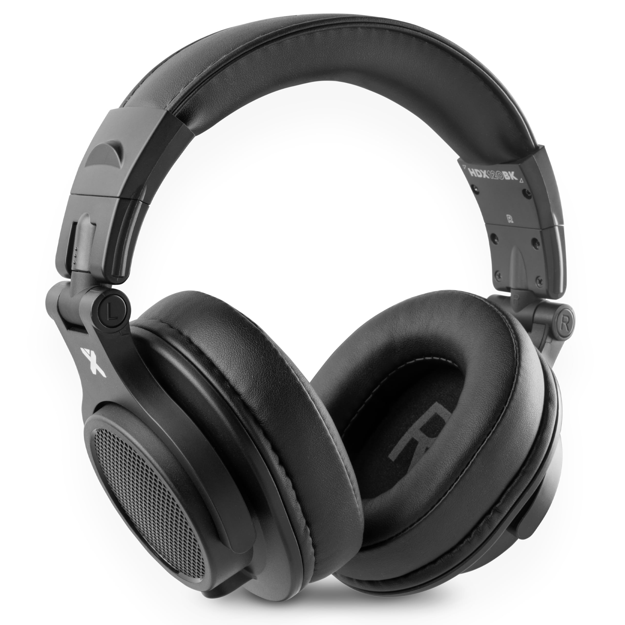 Vonyx HDX120BK – Auriculares DJ con Drivers 40 mm, Dual Ports 3,5 y 6,3 mm, Cable Reversible, diseño Plegable Profesional y Bolsa de Transporte para música y Estudio, Color Negro