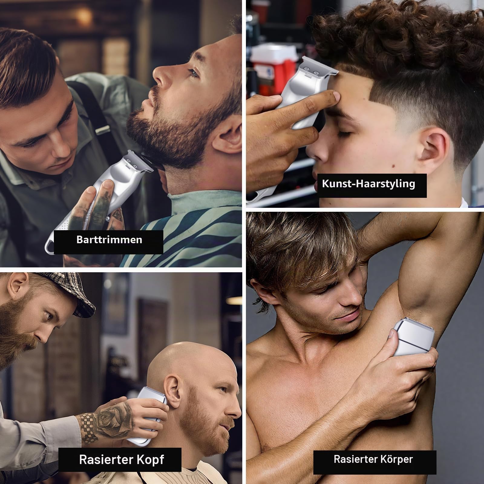 CIICII Haarschneidemaschine Profi und Trimmer Herren Set, Kabellos Haarschneider für Haar (Rasierer Elektrisch & Bartschneider Kit) Haartrimmer Herren für DIY Haar Bart Hause Friseur