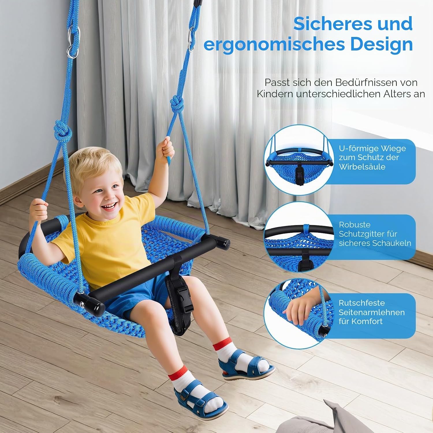 Columpio 2 en 1 para niños con cuerdas ajustables, columpio para árbol