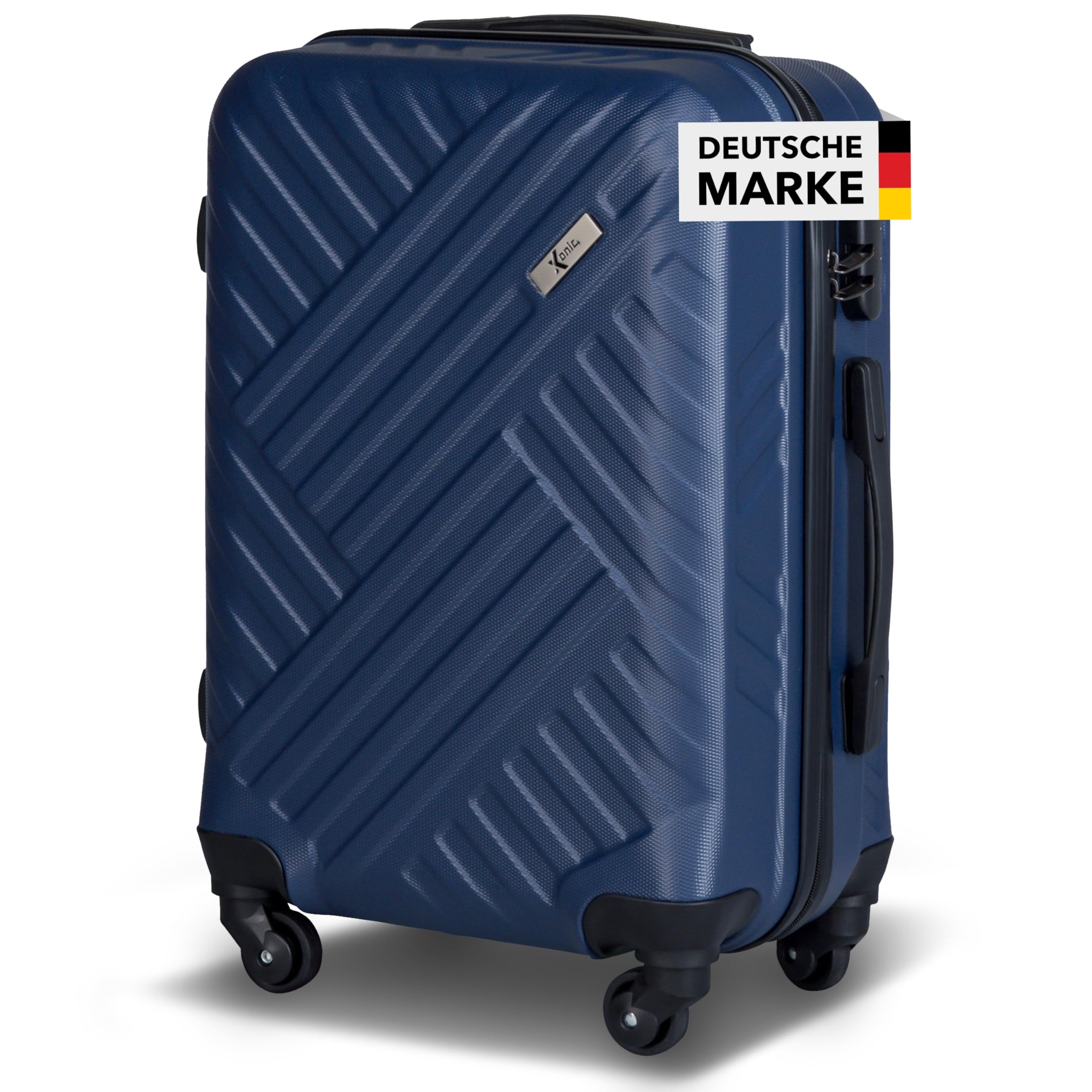Xonic Design Reisekoffer - ABS Hartschalen Koffer mit 360° Leichtlauf-Rollen - hochwertiger Trolley mit Zahlenschloss in M-L-XL oder Set (Business Nightblue, M)