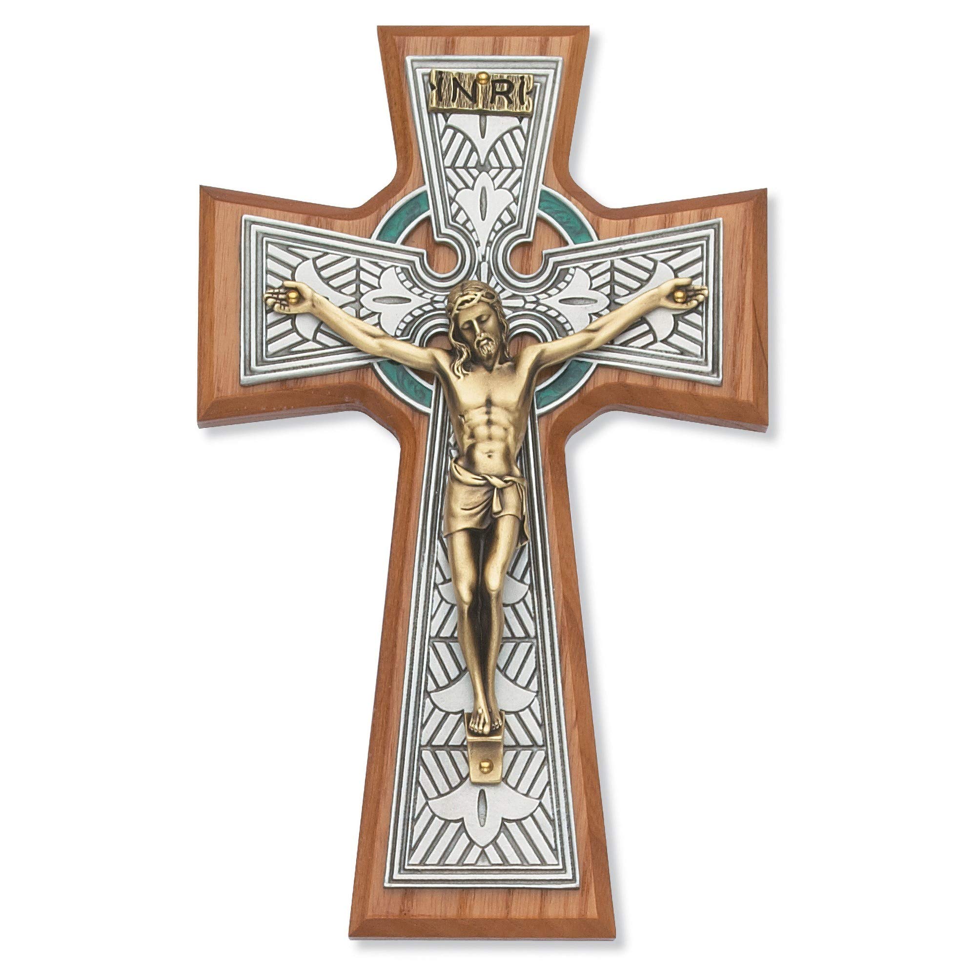 McVan Inc. 8" Walnut Celtic Crucifix Tutone - Décor Gift Religious 79-42668-MCVAN