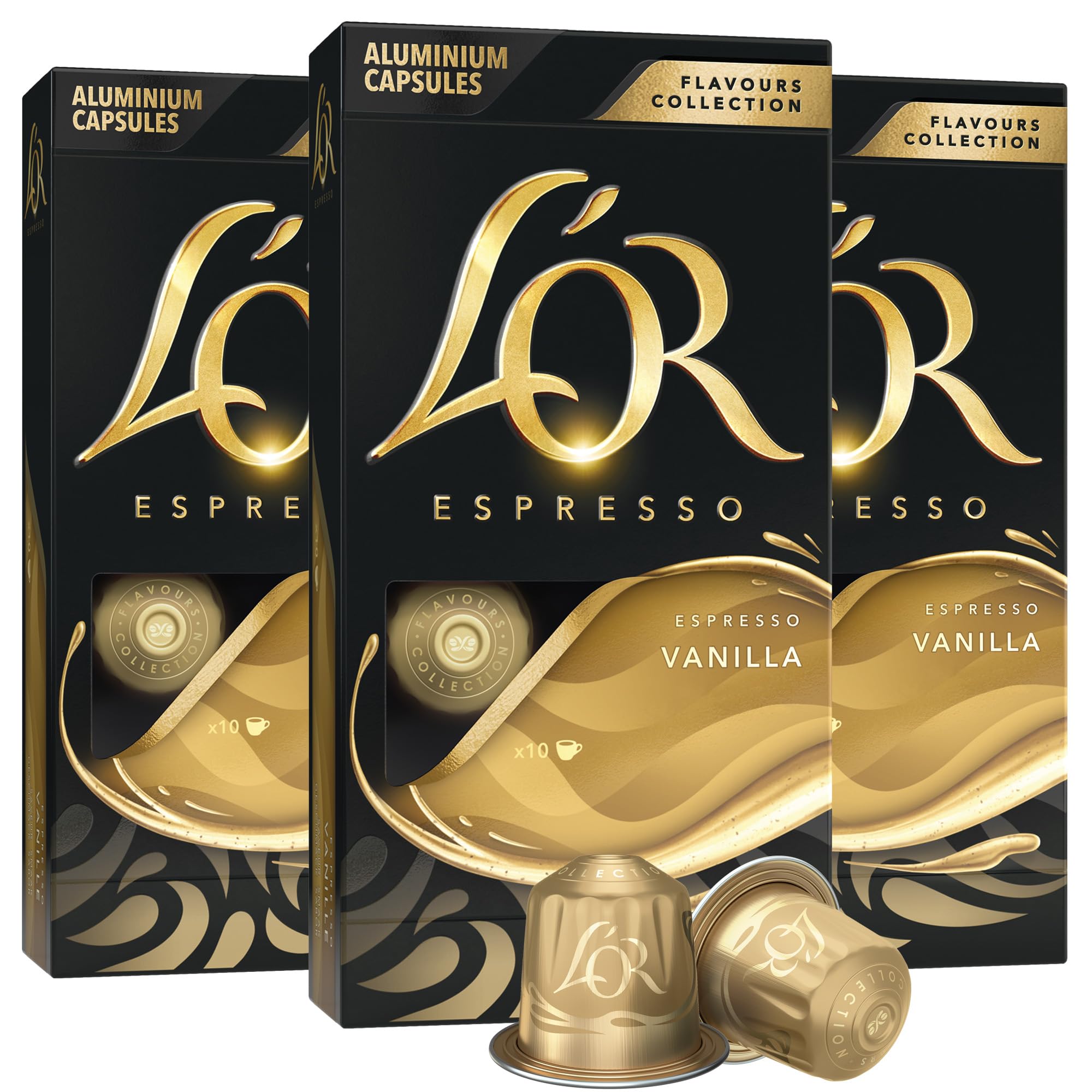 L'OREspresso Capsules, 30 Count Vanilla, Single-Serve Aluminum Coffee Capsules Compatible with the L'OR BARISTA System & *Nespresso Original Machines