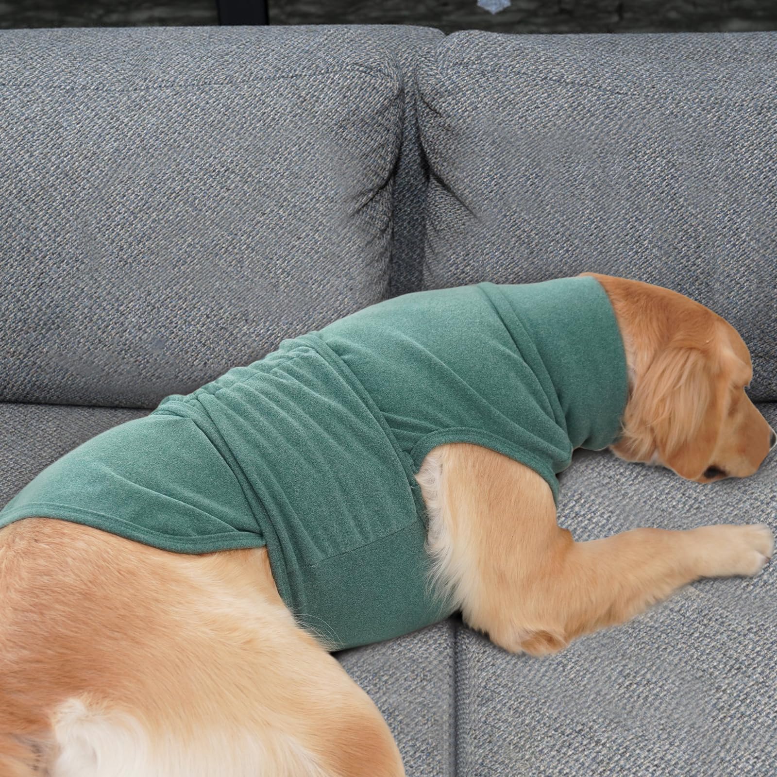 ROZKITCH Chaleco calmante para perros con capucha, cubierta suave para orejas de perro, chaqueta cálida para la ansiedad del perro con envoltura para las orejas, para fuegos artificiales, viajes,