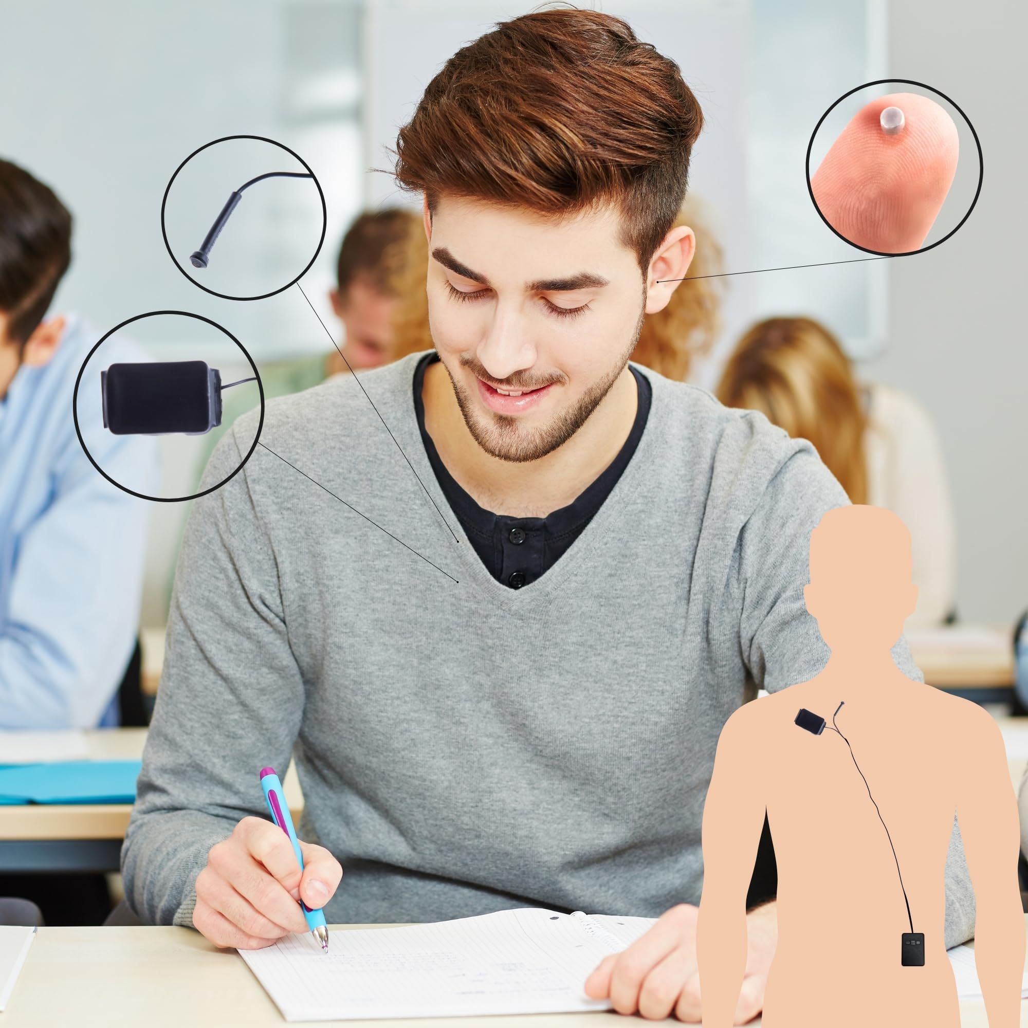 PingaOculto Pinganillo gsm Examenes Tarjeta Nano SIM Cable Oculto (Imán V6) | Sin móvil, Micrófono en cable, Invisible, Auricular inalámbrico, Tamaño mini, Auricular espía, Copiar en examen