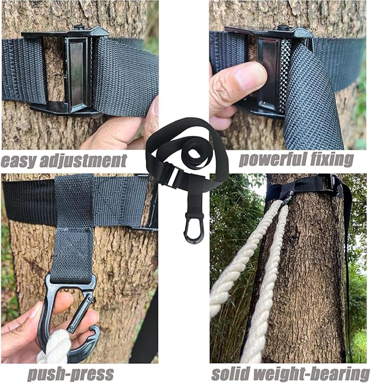 Hunting Safety Harness Tree Strap, Fall Protection Tree Stand Harness Strap, Nylon Belt with Adjustable Metal Buckle for Easy Use